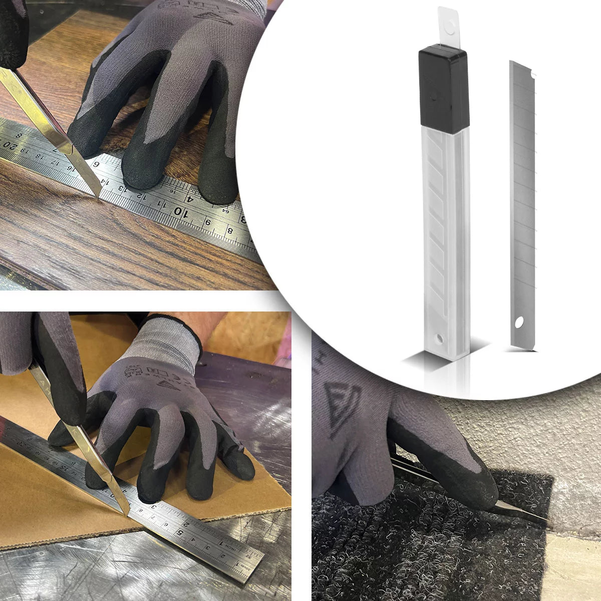 Sound en acier 9 mm pour couteau coulé dans le terrain de précision 200 set les apports | Lames de remplacement | Pares de coupe | Blades de couteau à tapis | Lames de coupe