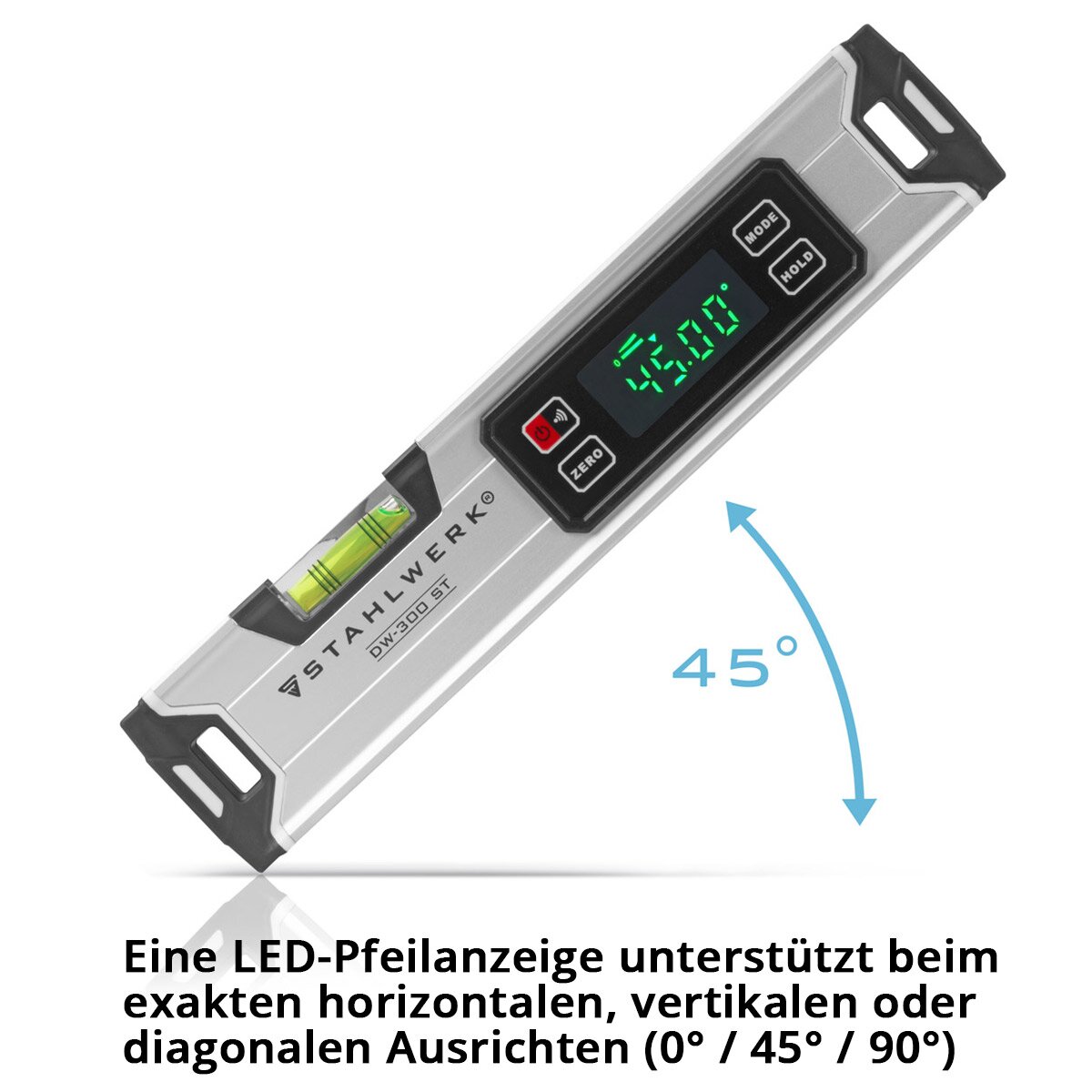 Steelworks Digital Water Scale DW-300 ST en aluminium avec une échelle directionnelle magnétique de longueur de 300 mm | Échelle de l'eau de l'aimant | Échelle d'eau en aluminium | Échelle d'eau numérique | Couteau en linge