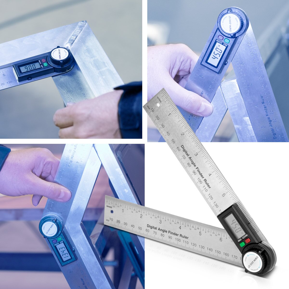STAHLWERK digital protractor DWM-200 ST with 180 mm measuring range 360° precision angle measuring device | Gauge | Stainless steel angle ruler