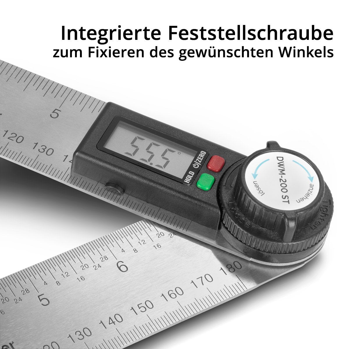 STAHLWERK digital protractor DWM-200 ST with 180 mm measuring range 360° precision angle measuring device | Gauge | Stainless steel angle ruler