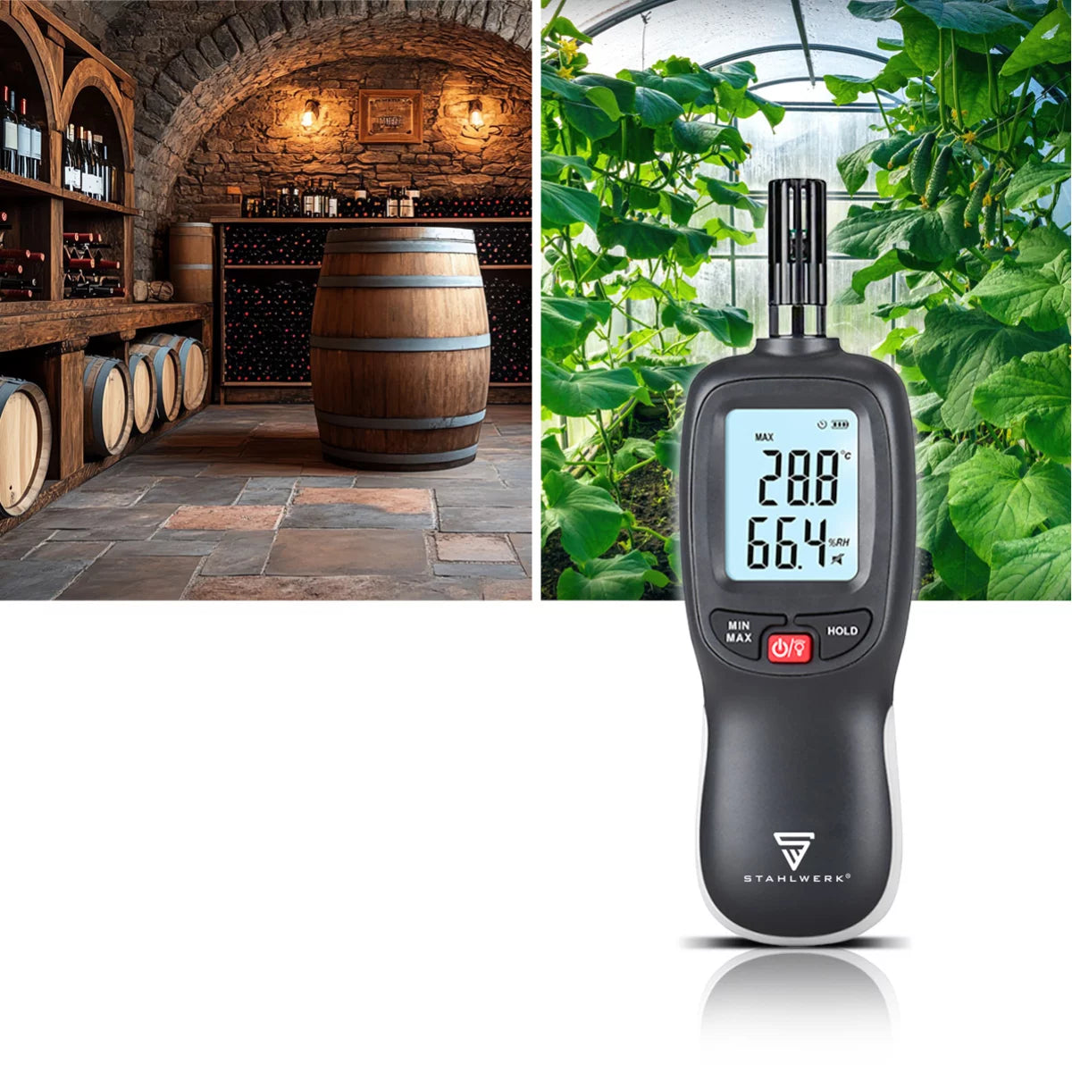 STAHLWERK humidity and temperature measuring device | Precise digital measuring device for professional determination of the room climate | Ideal for controlling temperature and humidity