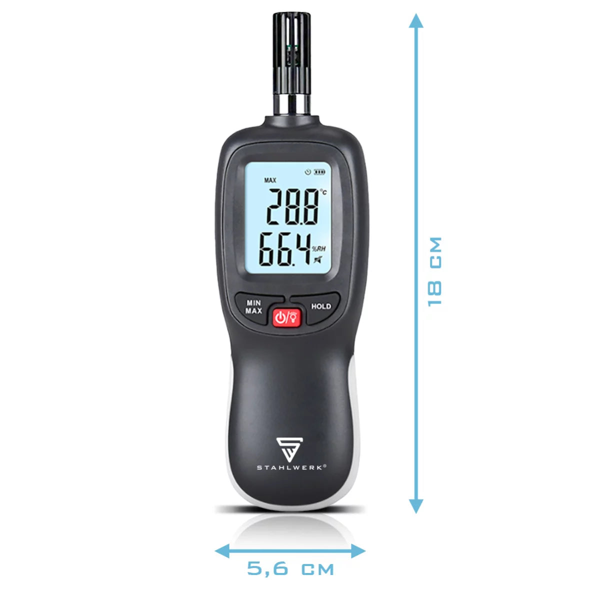 STAHLWERK humidity and temperature measuring device | Precise digital measuring device for professional determination of the room climate | Ideal for controlling temperature and humidity