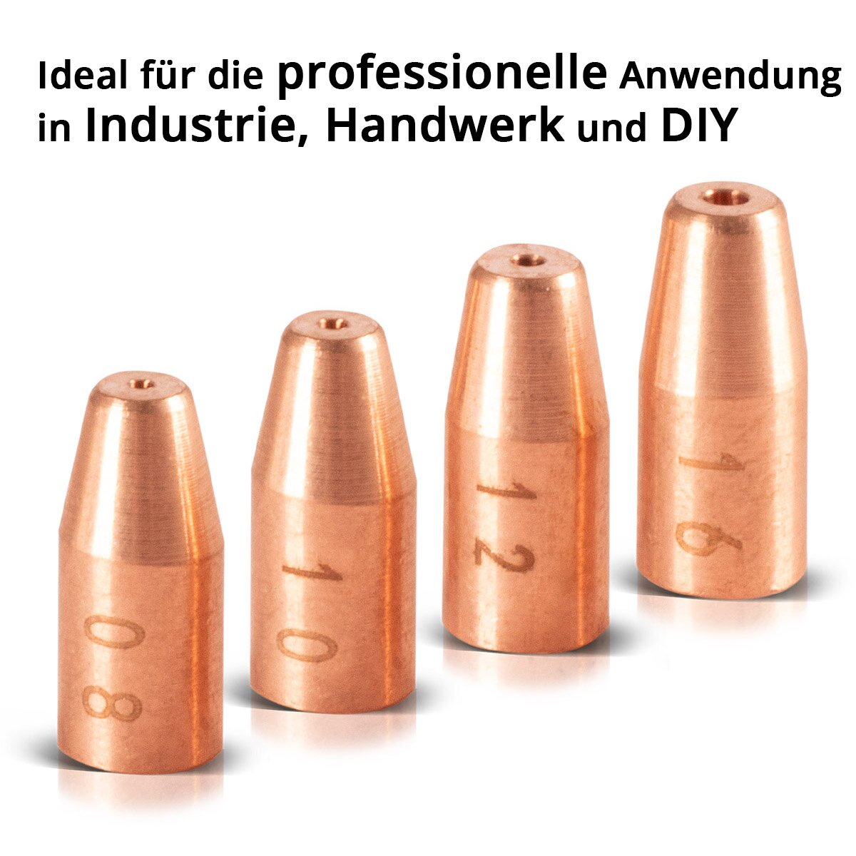 STAHLWERK Drahtführungsdüsen 4er Set 0,8/1,0/1,2/1,6 mm Führungsdüsen für Laser-Schweißbrenner | Laser-Schweißgeräte