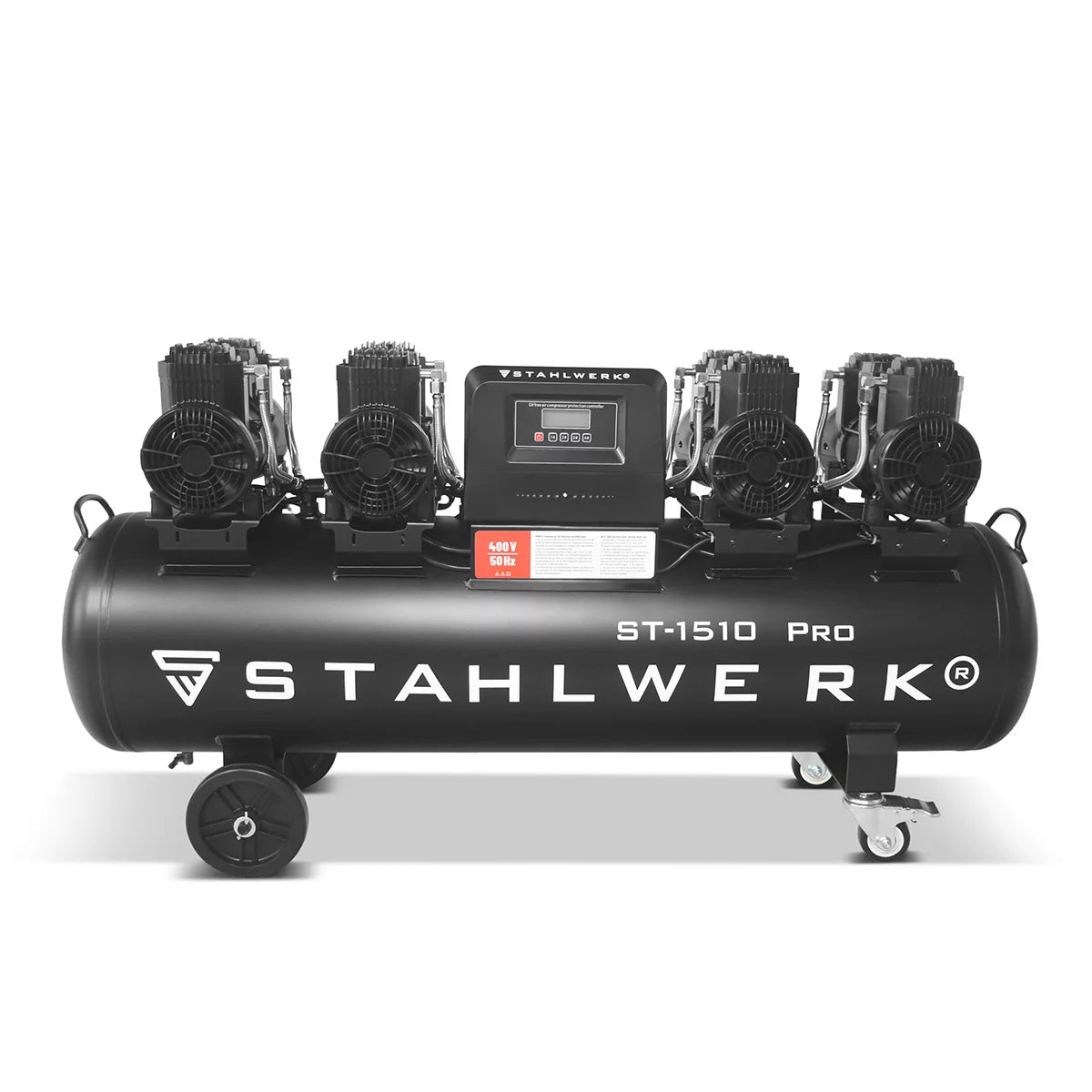 Compressore STAHLWERK ST-1510 Pro con 10 bar | 7,89 cv | 5,80kW| 1000 l/min | Compressore d'aria compressa oil-free con serbatoio da 150 L | Compressore a pistone | Compressore silenzioso | Compressore Whisper con motori brushless