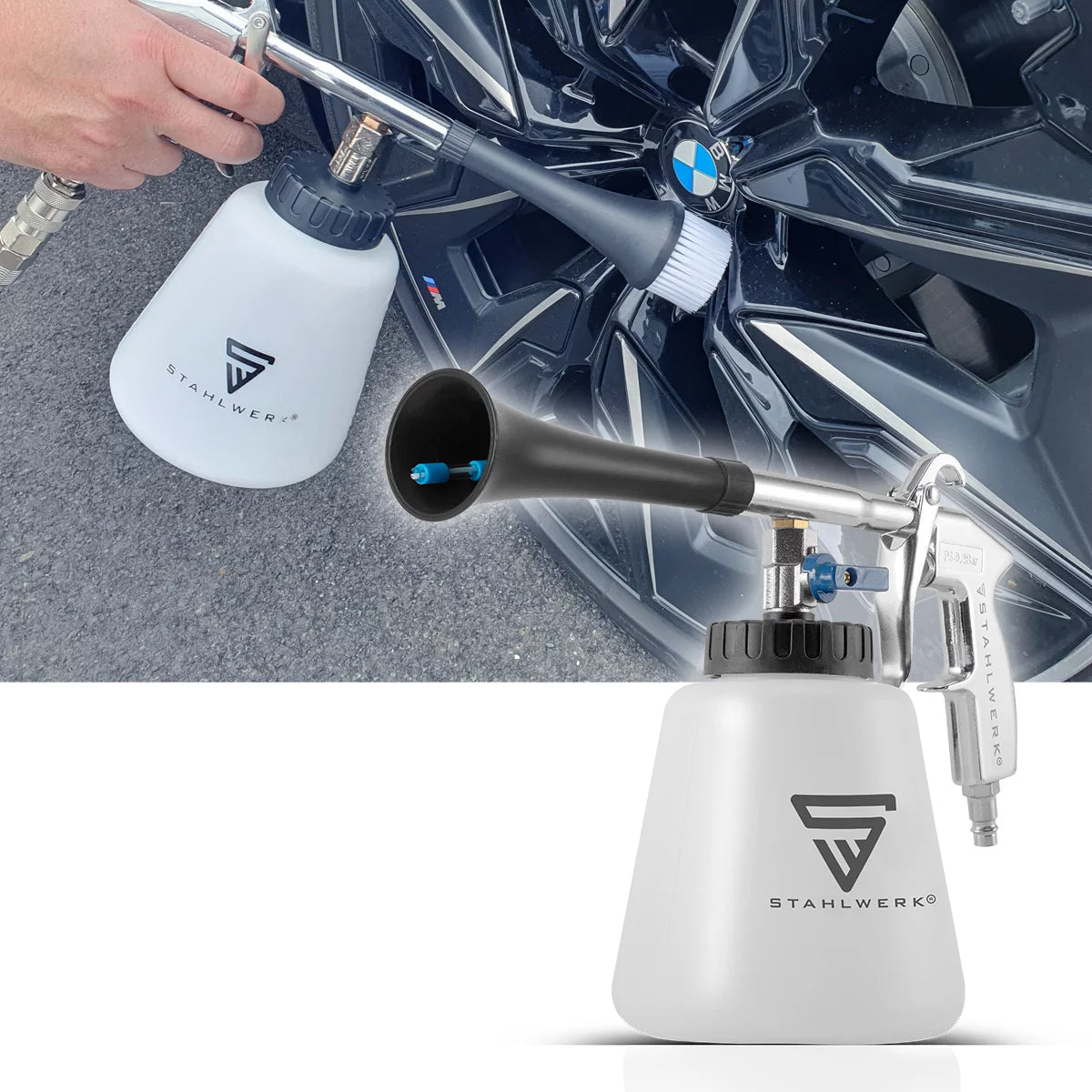Steelworks Pun di pulizia dell'aria compressa RP-90 ST con set di accessori | Cleaner d'aria compresso con effetto tornado | Cleaner interiore | Lavare la pistola | Pistola a patta motore per pulire le superfici sporche