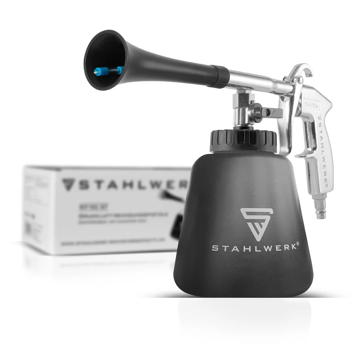 Steelworks Pun di pulizia dell'aria compressa RP-90 ST con set di accessori | Cleaner d'aria compresso con effetto tornado | Cleaner interiore | Lavare la pistola | Pistola a patta motore per pulire le superfici sporche
