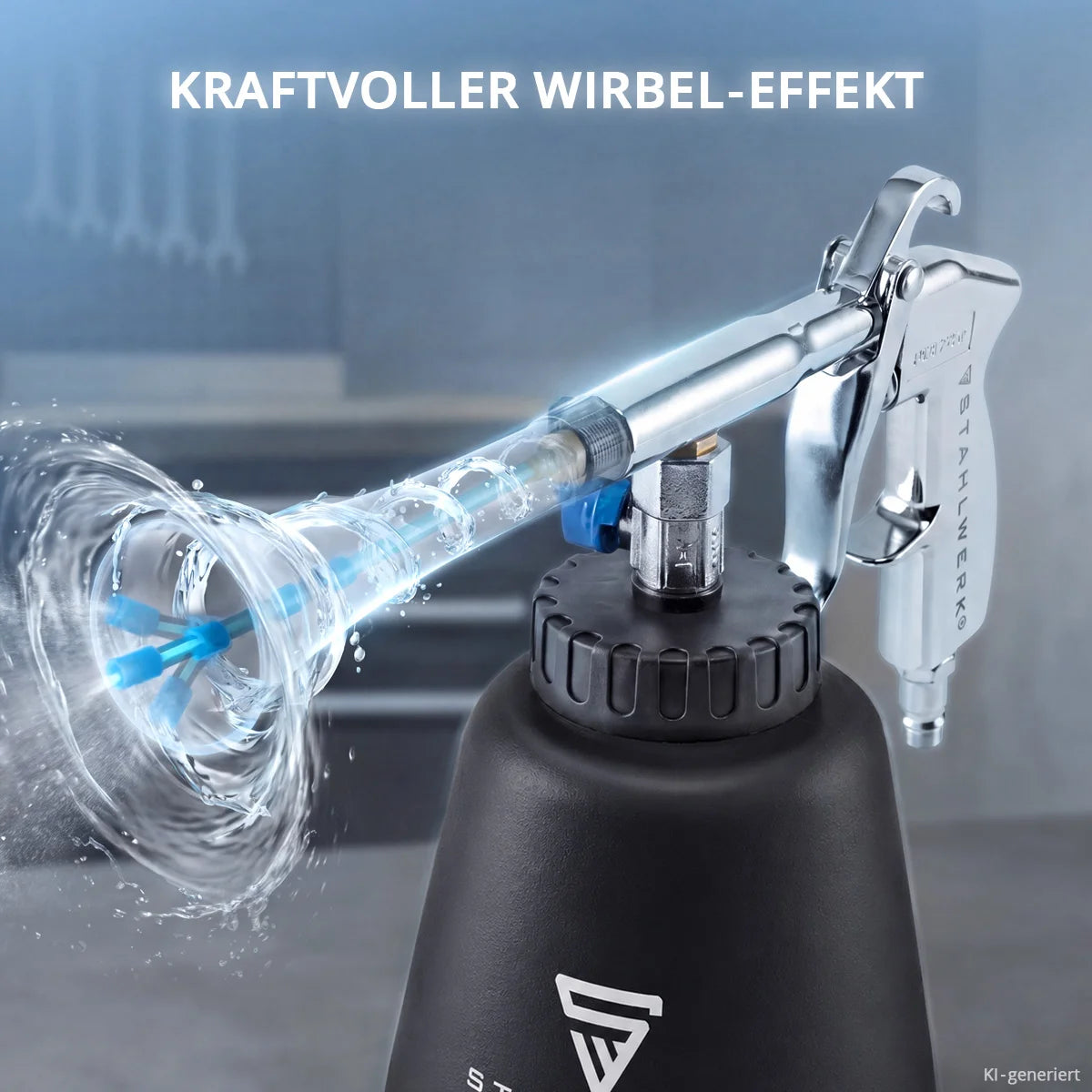 STAHLWERK Druckluft-Reinigungspistole RP-90 ST mit Zubehör-Set | Druckluft-Reiniger mit Wirbel-Effekt | Innenreiniger | Waschpistole | Kfz Ausblaspistole zum Reinigen verschmutzter Oberflächen