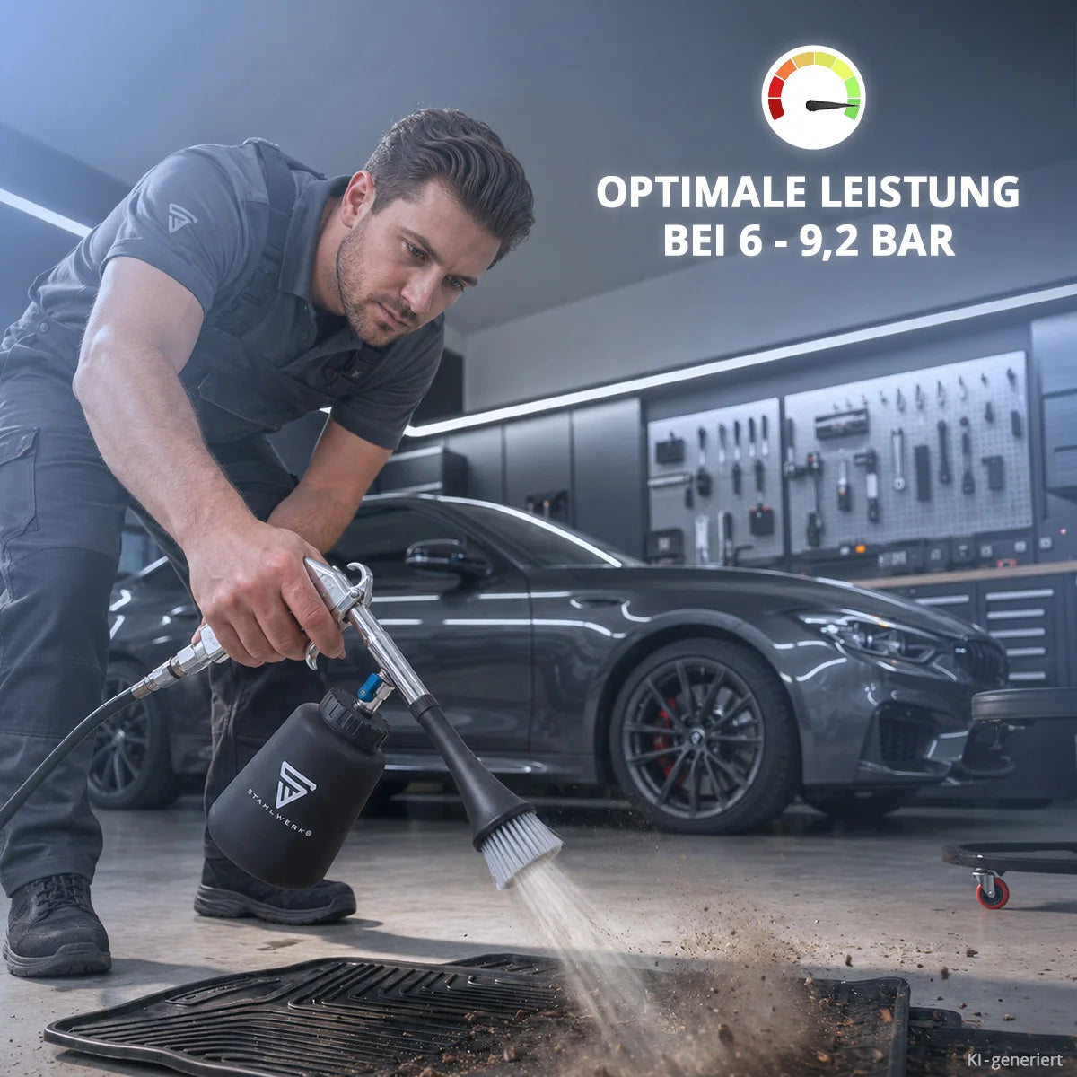STAHLWERK Druckluft-Reinigungspistole RP-90 ST mit Zubehör-Set | Druckluft-Reiniger mit Wirbel-Effekt | Innenreiniger | Waschpistole | Kfz Ausblaspistole zum Reinigen verschmutzter Oberflächen