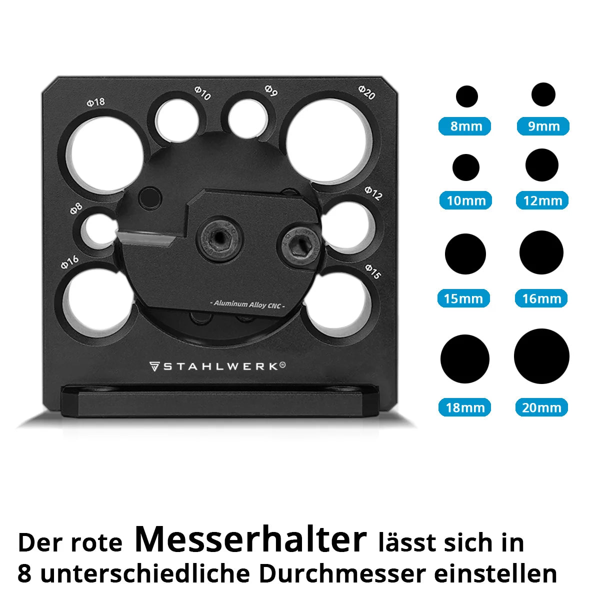 STAHLWERK Dübelmacher 8 | 9 | 10 | 12 | 15 | 16 | 18 | 20 mm Rundstabfräser | Dübelhersteller | Rundstabschneider | Dübelschneider | Präzisions-Vorrichtung zur Holzdübel- und Rundstab-Herstellung