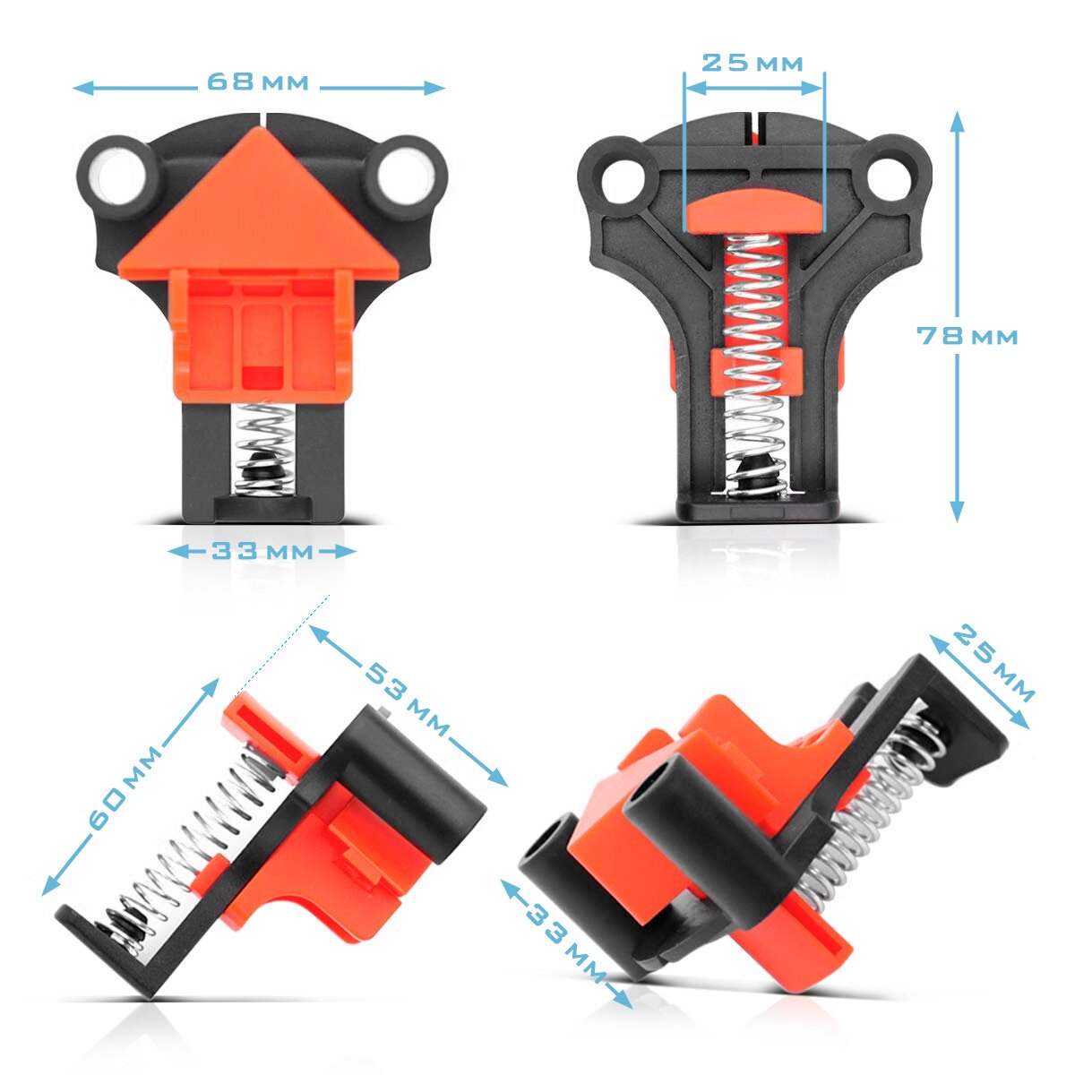 Stahlwerk corner tensioner 4er set 60 ° | 90 ° | 120 ° angle tensioner | Angle clamp | Angle clamps | Frame tensioner | Corner clamp | Corner tensioner for aligning and fixing