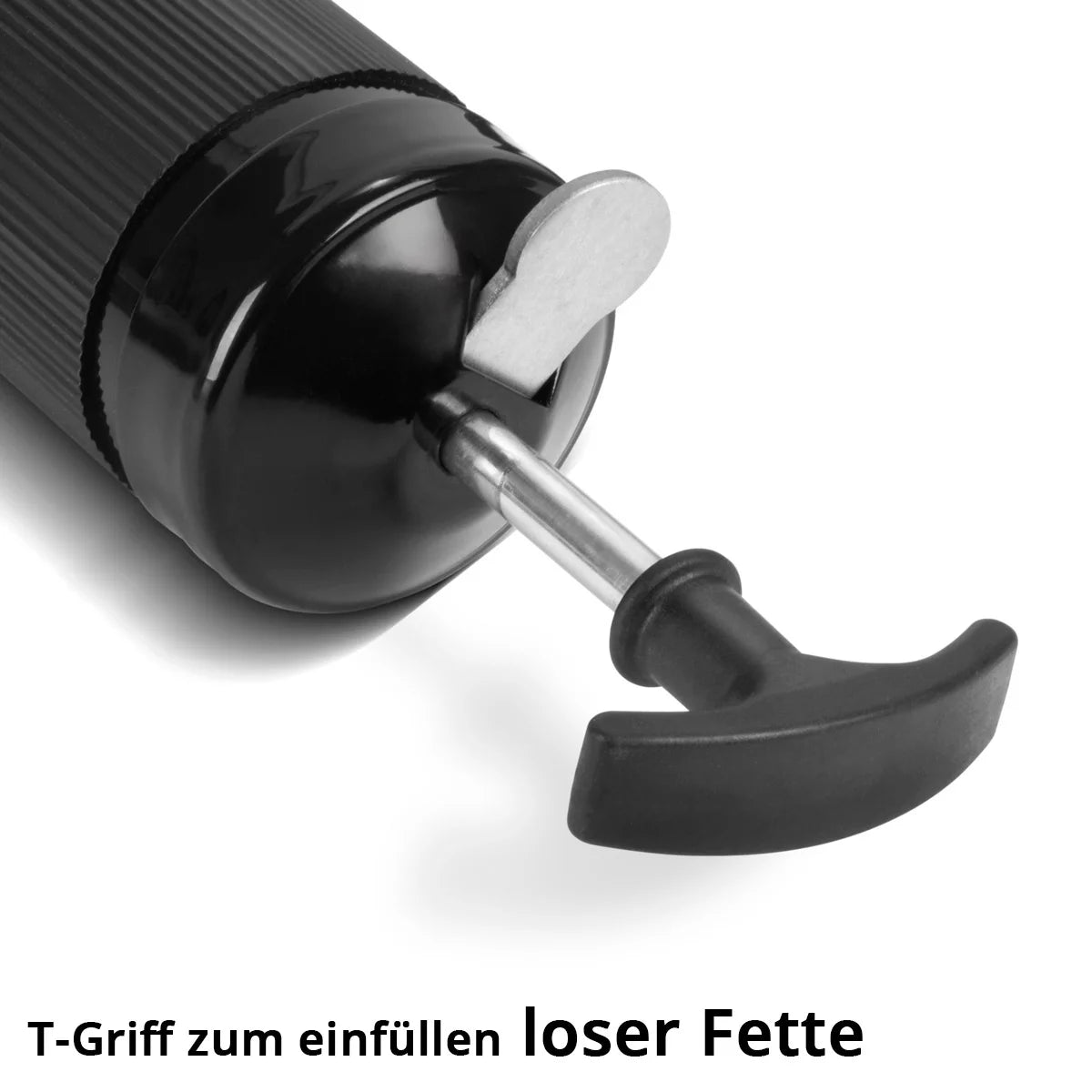STAHLWERK Einhand-Fettpresse 600 ml 550 bar | Handhebelpresse aus robustem Stahl | Fettpresse für loses Fett oder 400 g Kartusche | Handpresse zur Schmierung mit flexiblem Schlauch und Verlängerungsrohr