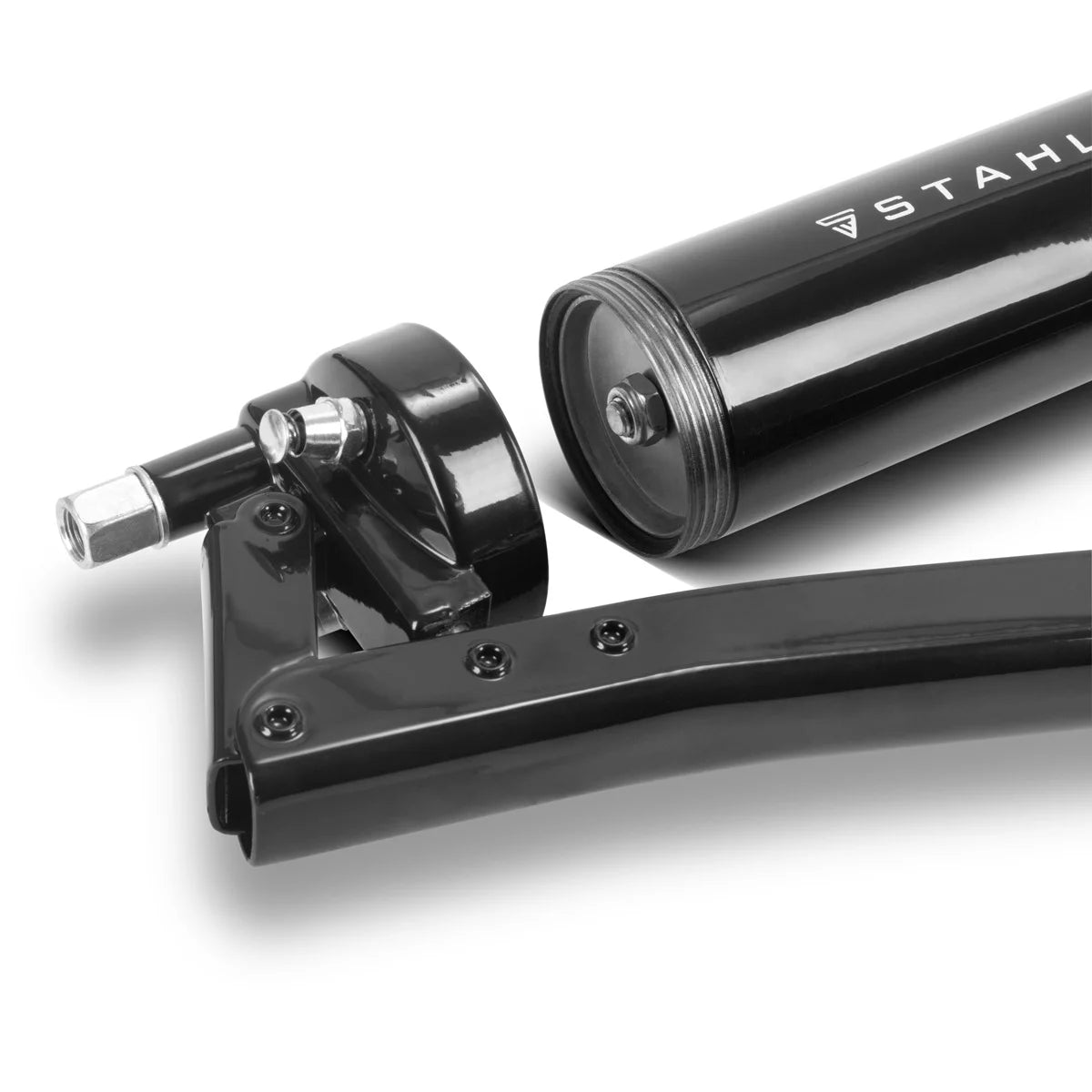 STAHLWERK Einhand-Fettpresse 600 ml 550 bar | Handhebelpresse aus robustem Stahl | Fettpresse für loses Fett oder 400 g Kartusche | Handpresse zur Schmierung mit flexiblem Schlauch und Verlängerungsrohr