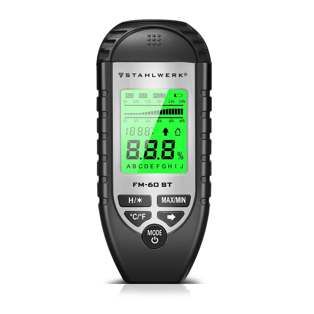 STAHLWERK Feuchtigkeitsmesser FM-60 ST für Holz und Baustoffe | Feuchtigkeitsmessgerät mit hochpräzisen Stiften | Feuchtemesser mit LCD-Display