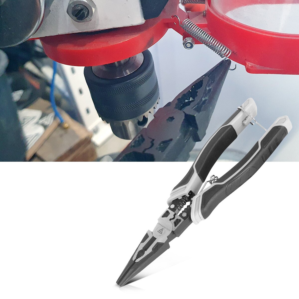 Steelworks flat -circuit tongs | Combic | Multifunctional tongs | Time tongs | Flat pliers | Side cutter | ABISOLIERLAND | Crimpzange made of high-quality chrome vanadium