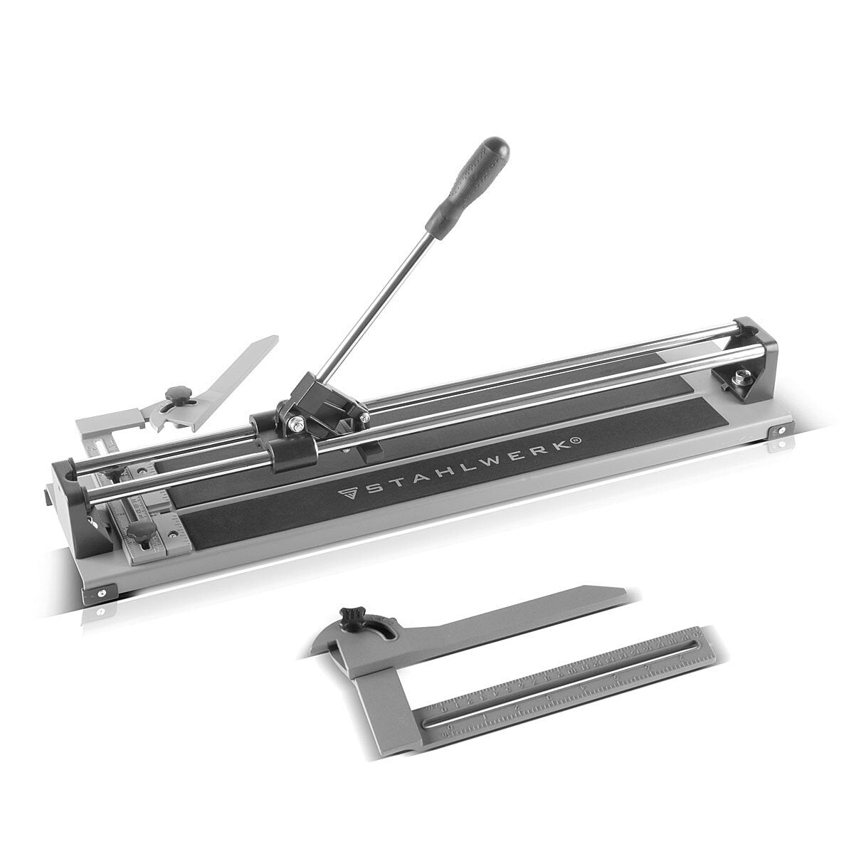STAHLWERK Fliesenschneider mit 600 mm Schnittlänge, 425 mm Diagonal-Schnittlänge und 12 mm Schneidstärke, Handfliesenschneider / Fliesenschneidemaschine mit Hochleistungs-Schneidrad zum Trennen von Keramikfliesen