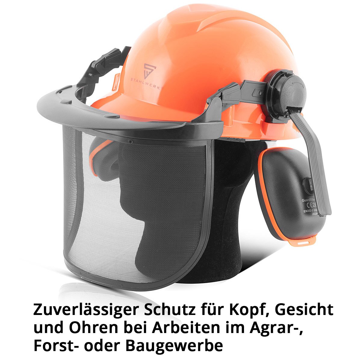 خوذة الغابات STAHLWERK FH-100 ST مع قناع وحماية السمع EN397 EN352 EN1731 خوذة واقية | خوذة السلامة | حماية الرأس | خوذة عمل مع حماية للوجه | معدات الوقاية الشخصية للزراعة والغابات وصناعات البناء