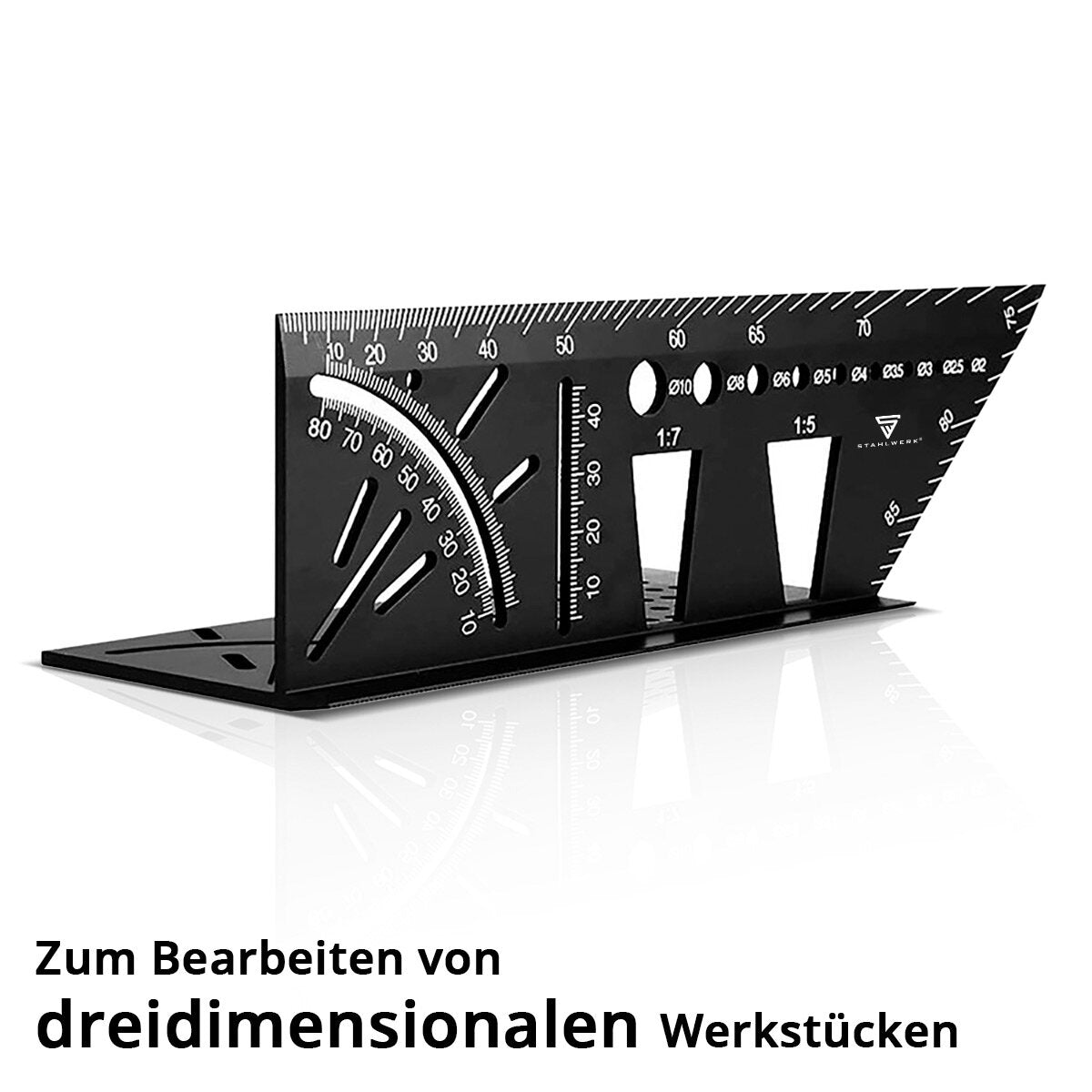 Steelworks Gehrungenwinkel-linal-linal avec attaque et apprentissage de forage Angle 3D | Zimmermannswinkel | Angle d'aluminium | Gehrtige | Couteaux aînés pour une mesure précise, déchirée, marquer et tirer