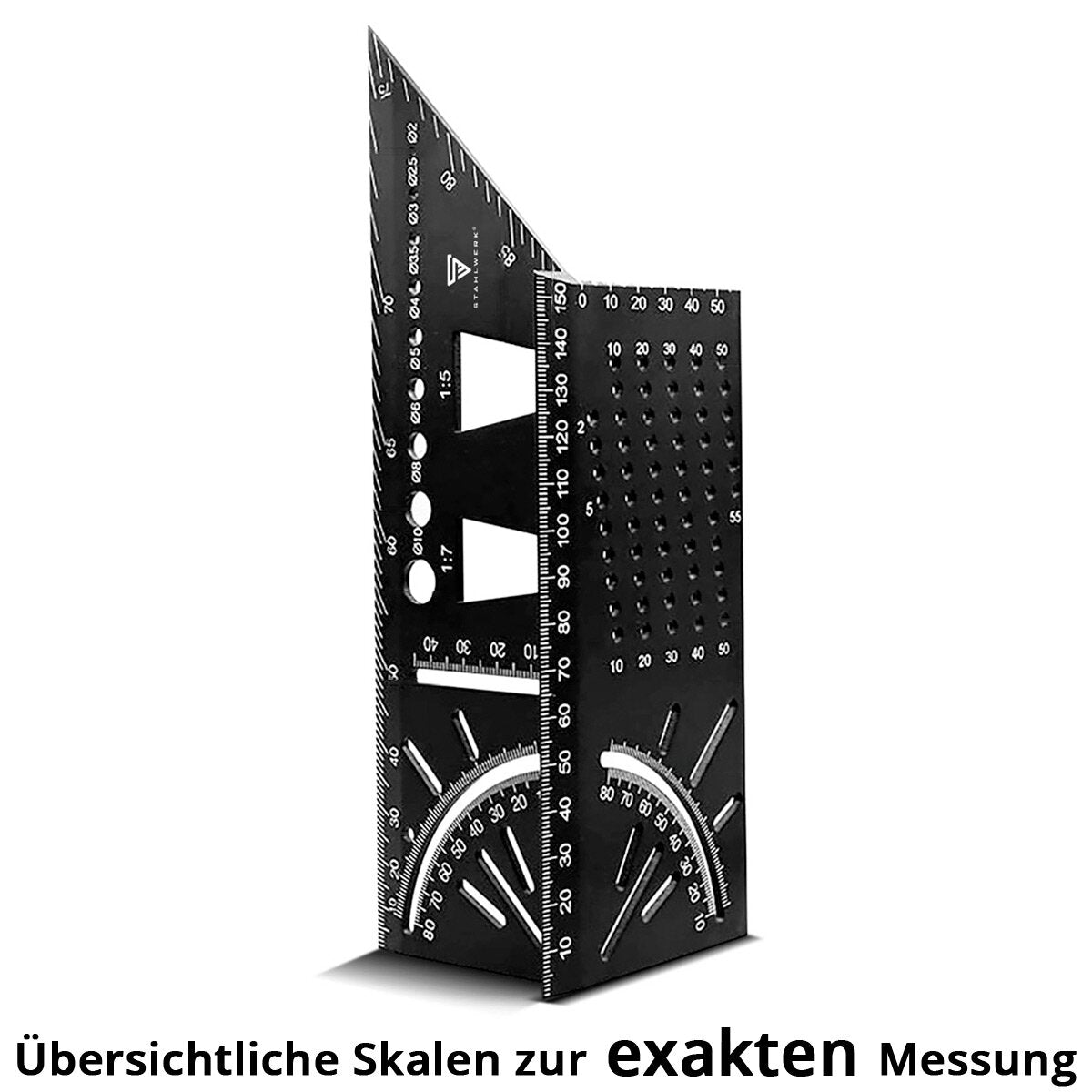 Steelworks Gehrungenwinkel-Line-Linal with attack and drilling apprenticeship 3D angle | Zimmermannswinkel | Aluminum angle | Gehrtige | Elder knives for precise measurement, torn, mark and draw
