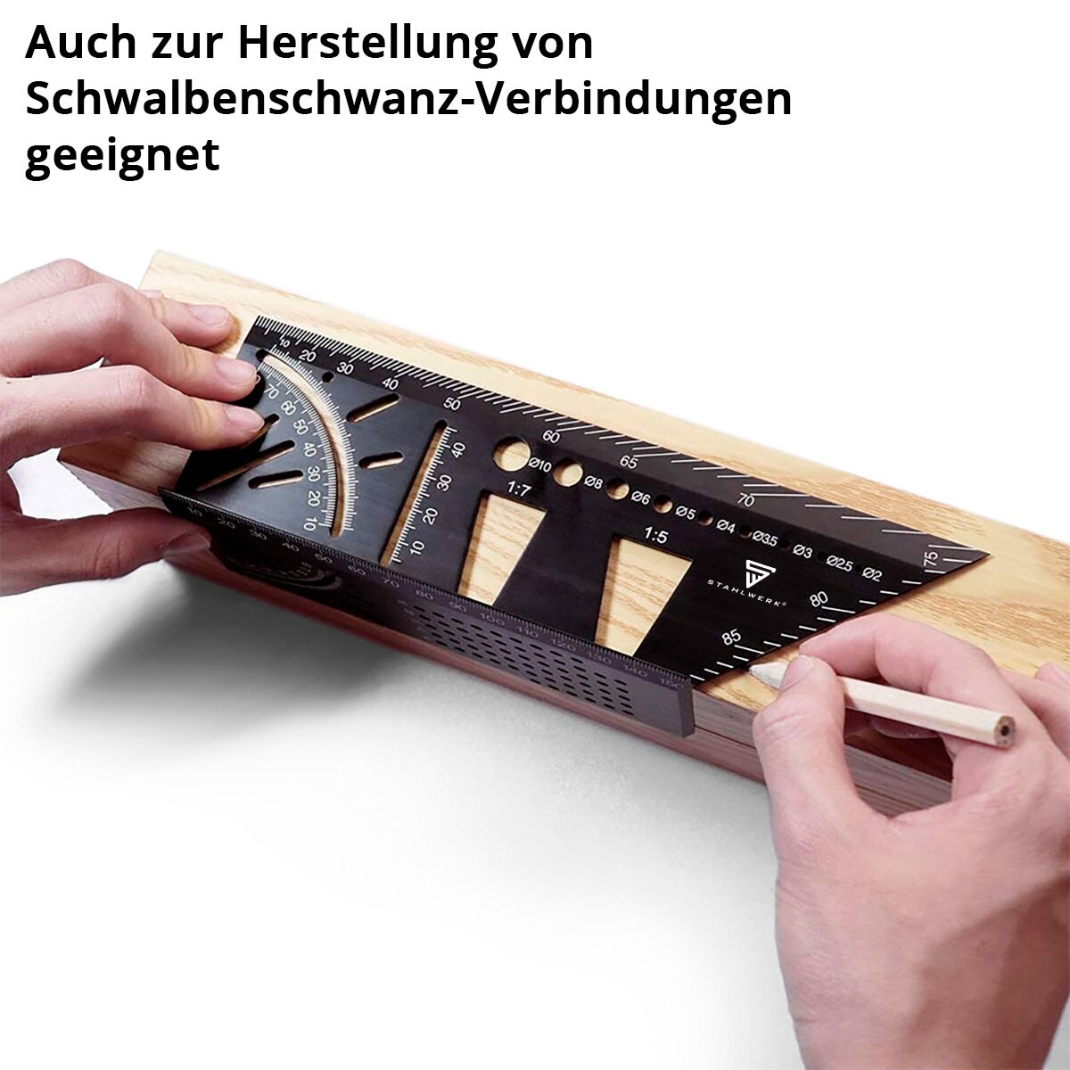 Steelworks Gehrungenwinkel-Line-Linal with attack and drilling apprenticeship 3D angle | Zimmermannswinkel | Aluminum angle | Gehrtige | Elder knives for precise measurement, torn, mark and draw