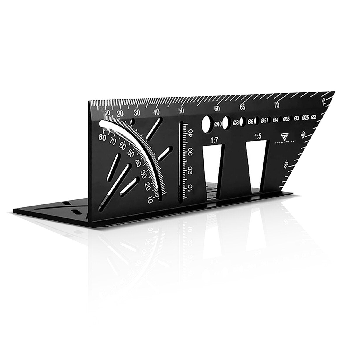 Steelworks Gehrungenwinkel-Line-Linal with attack and drilling apprenticeship 3D angle | Zimmermannswinkel | Aluminum angle | Gehrtige | Elder knives for precise measurement, torn, mark and draw