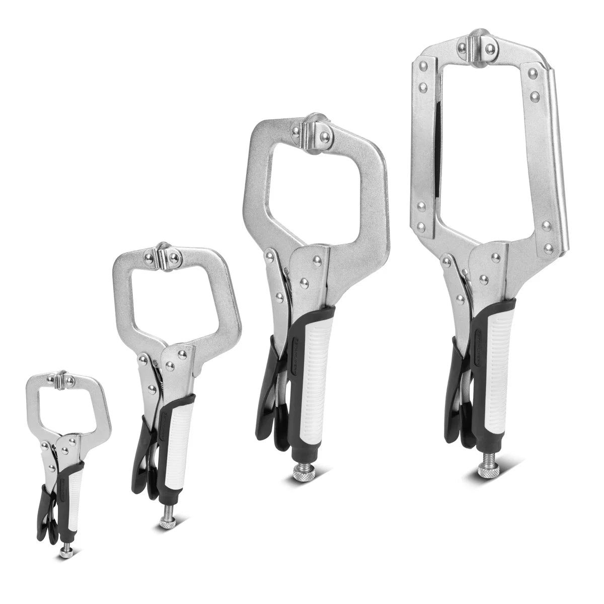 Steelworks Grip-tongs Set 4 pièces | Shape C 6 à 14 pouces | Crampes de serrage rapide | Crampes de serrage | Soudeur-Grip-Pliers en acier hautement allié, y compris le boîtier de transport