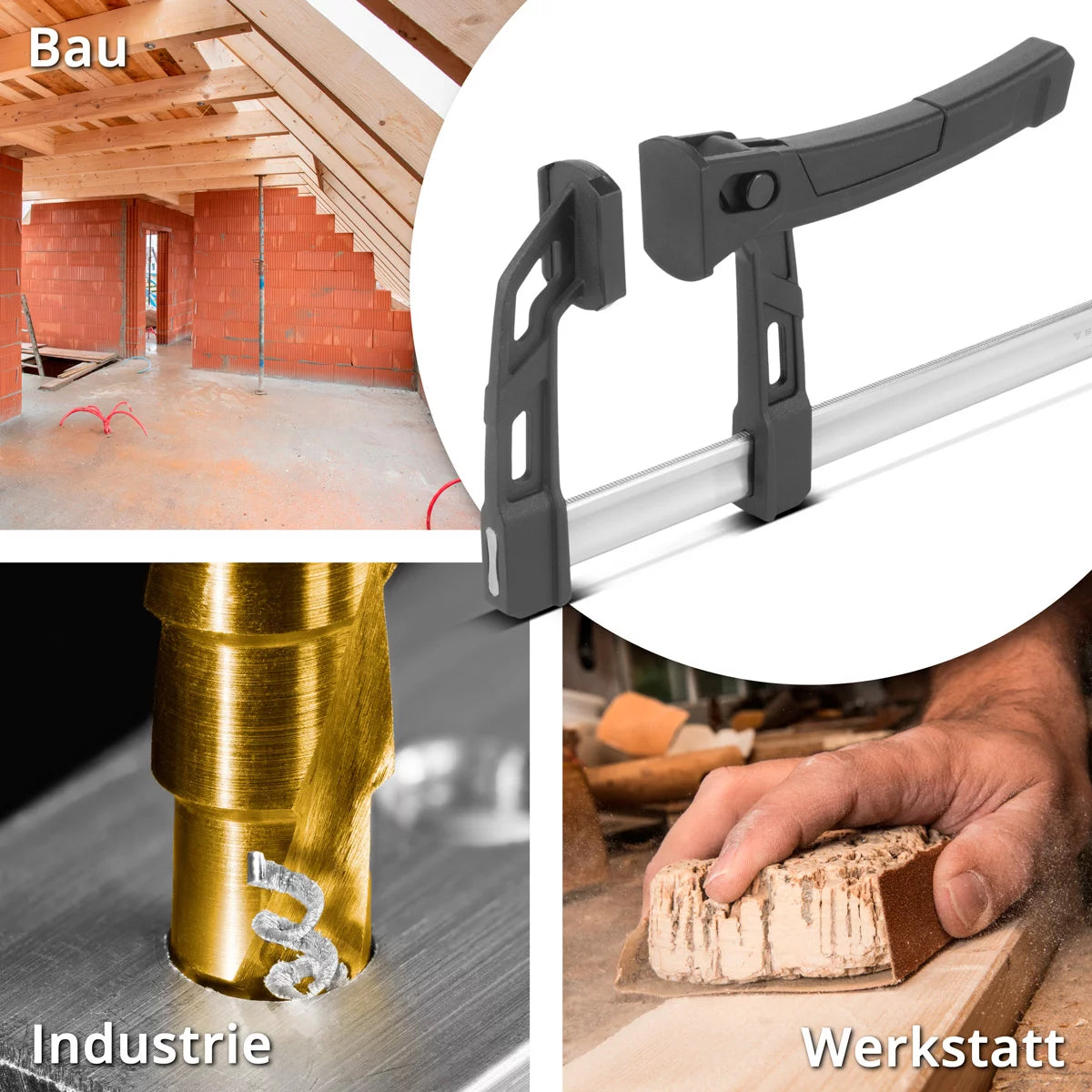 Steelwork 2er set lever clamp 80x250 mm | powerful clamping clamp with 100 kg of pressure power | Quick tensioner for precise fixing of workpieces | Stable clamp with span 250 mm, clamping depth 80 mm