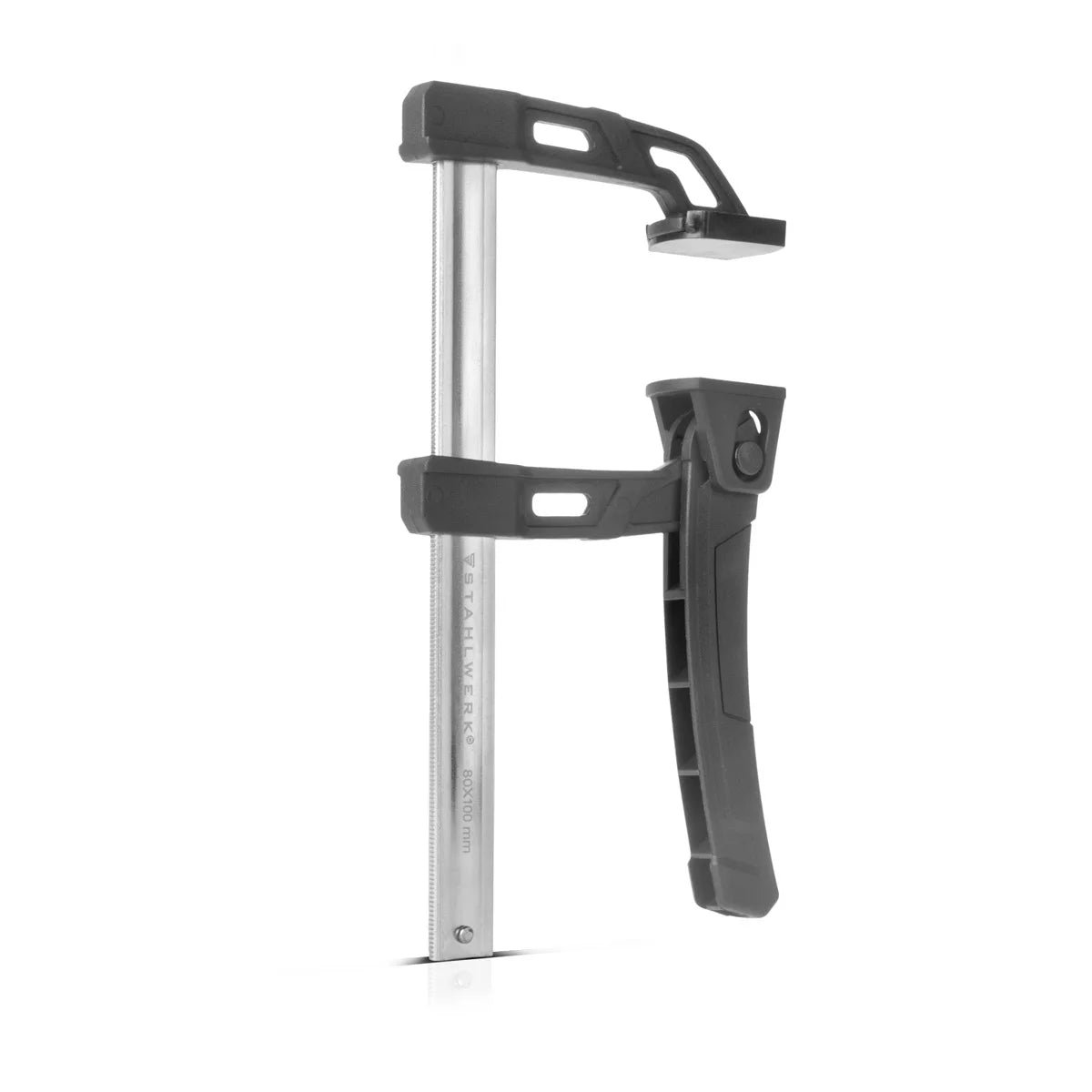 Steelworks lever clamp 80x100 mm | powerful clamping clamp with 100 kg of pressure power | Quick tensioner for precise fixing of workpieces | Stable compound with span 100 mm, clamping depth 80 mm