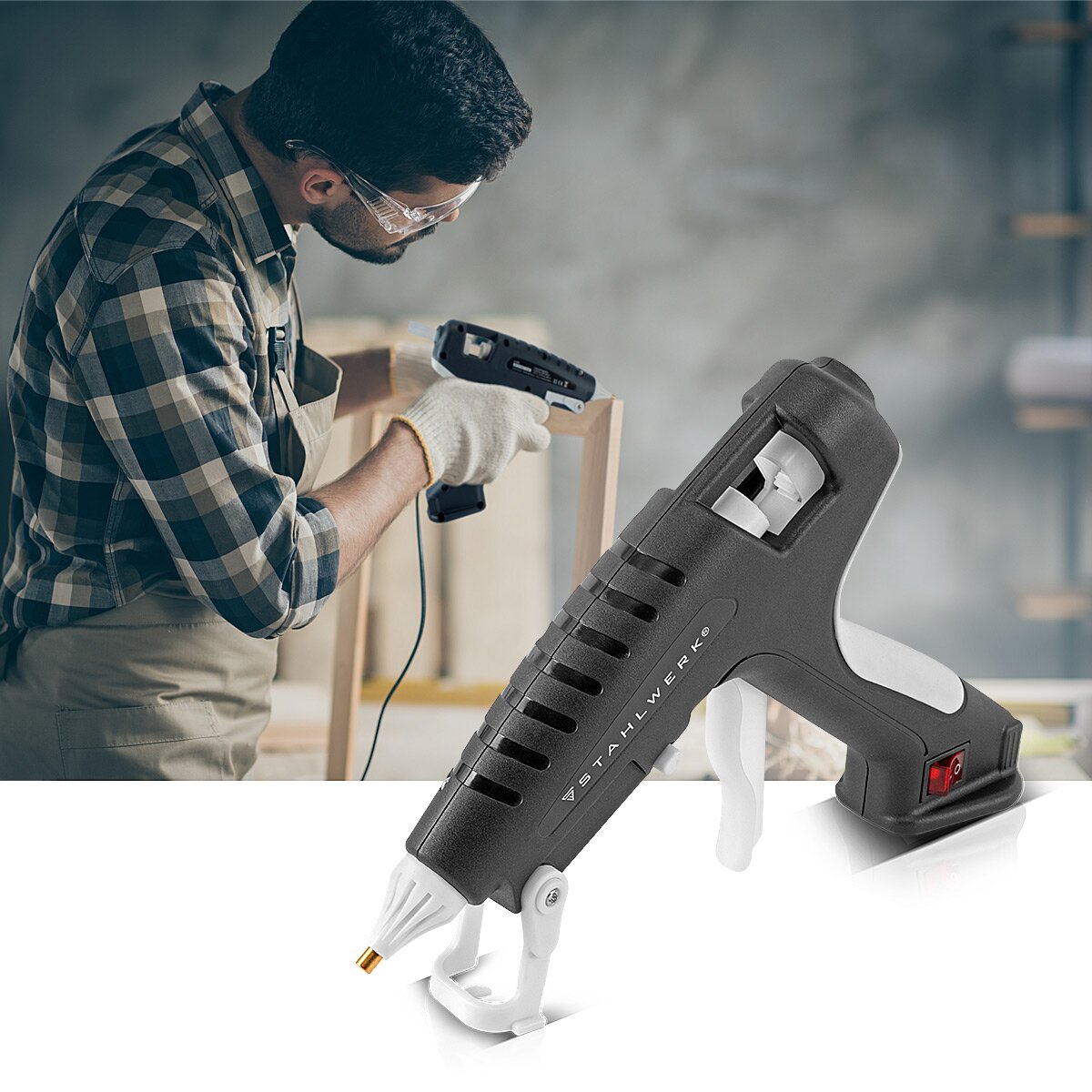 STAHLWERK Heißklebepistole HKP-250 ST Profi-Klebepistole / Heißkleber / Schmelzklebepistole mit Rückschlagventil und 250 Watt für 11 mm Heißklebestifte