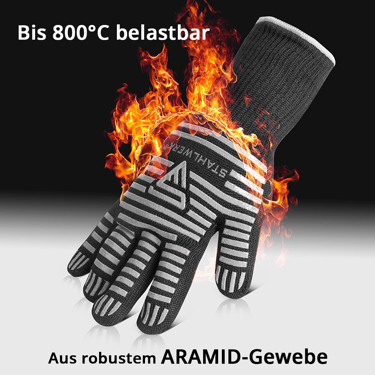 Guantes resistentes al calor de Steelworks de hasta 800 ° C EN 407: 2004 FUEGO -Guantes de protección térmica a prueba de calor | Zapatos térmicos | Guantes de trabajo hechos de tela aramida robusta