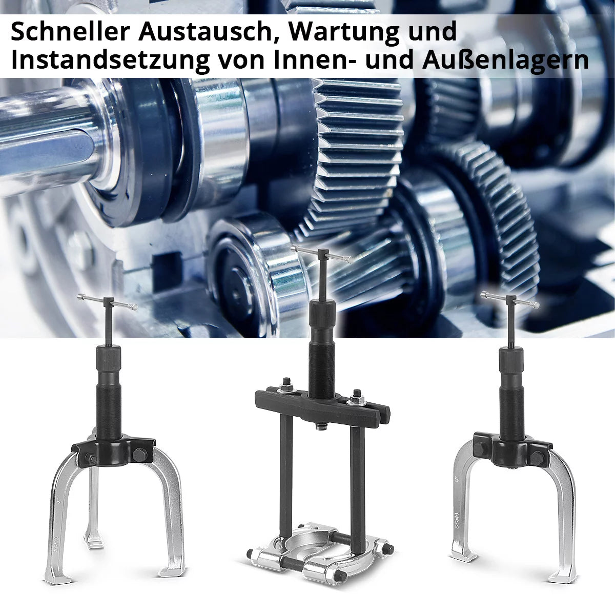 STAHLWERK Hydraulischer Universal-Abzieher mit 10t Zugkraft Lagerabzieher | Spezial-Werkzeug zur Demontage von Innen- und Außenlagern, Zahnrädern, Riemenscheiben, Rotoren und Kupplungen