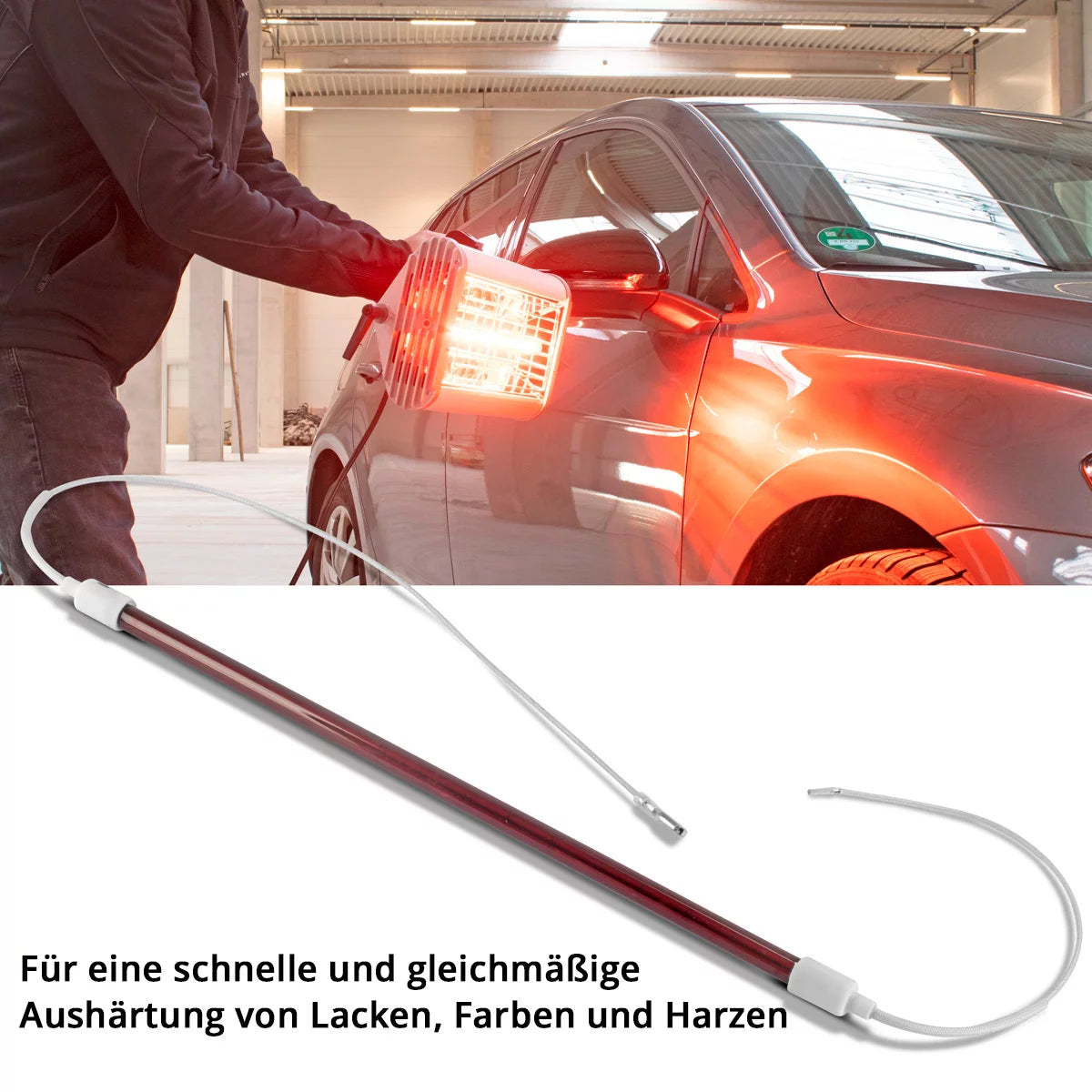 Lampada IR STAHLWERK 1.200 W | 355 mm x Ø 12 mm per essiccatore a infrarossi| Lampada sostitutiva con durata estremamente lunga per emettitori IR | Essiccatore IR | Lampade IR | Riscaldatore IR