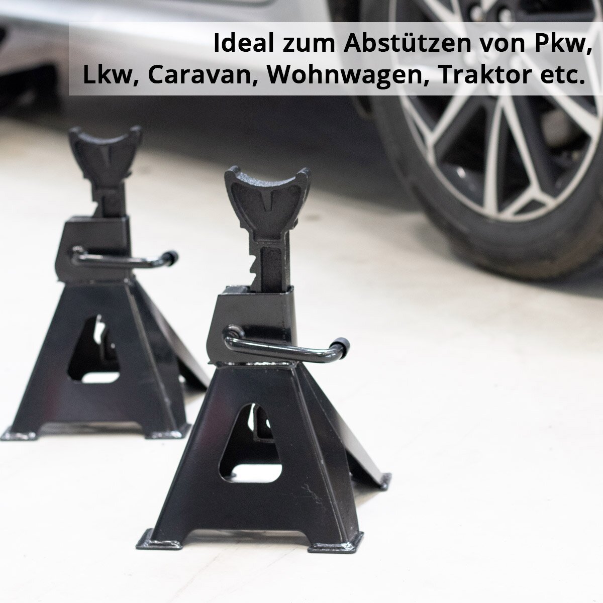 STAHLWERK Unterstellbock JS-3 ST 4er Set mit 3 t Tragkraft 275 – 415 mm höhenverstellbarer Kfz-Abstellbock | Wagenheber | Abstellstütze | Stützbock für Pkw, Lkw, Caravan, Wohnwagen, Landwirtschaft