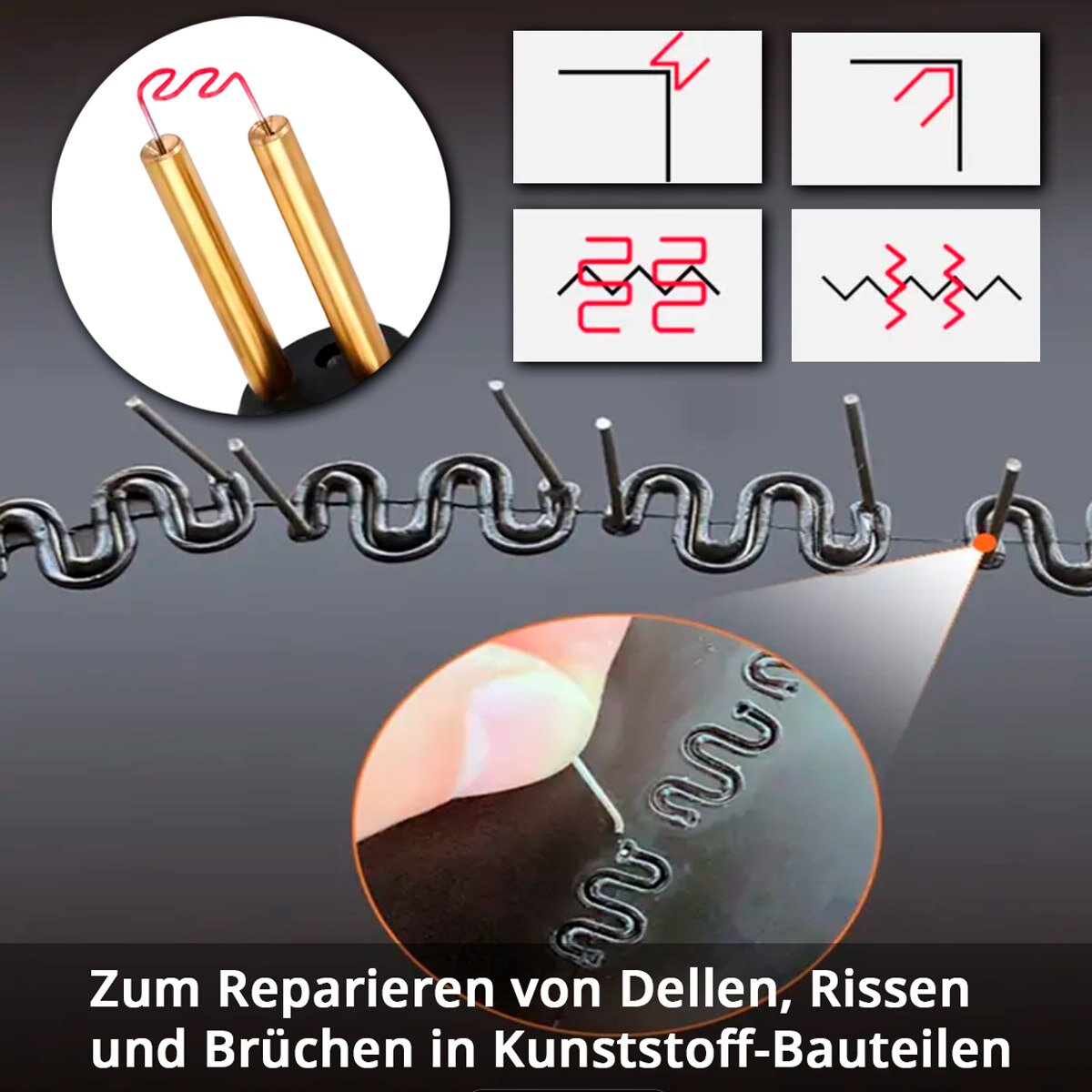 Steelworks clip set for plastic welding devices 1,200 issue clips | Welding nails | Welding brackets for hot wet stews for repairing bumpers and plastic components