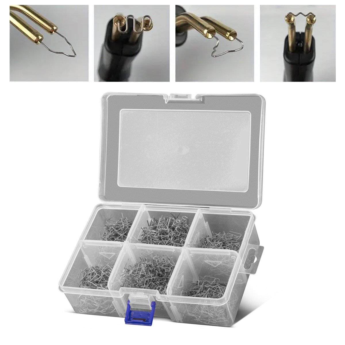 Steelworks clip set for plastic welding devices 1,200 issue clips | Welding nails | Welding brackets for hot wet stews for repairing bumpers and plastic components
