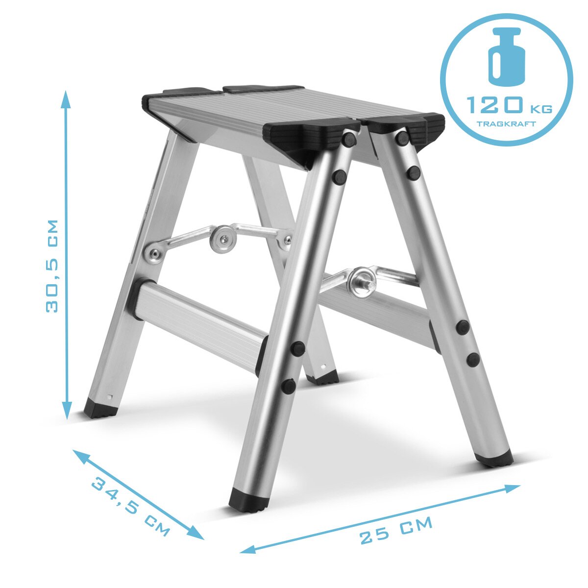 Steelworks pliage étape KT-1 St avec une capacité de charge de 120 kg Conductor d'aluminium | Conducteur pliant | Chef d'orchestre commercial | Schemel | Tabourets avec un niveau sans glissement