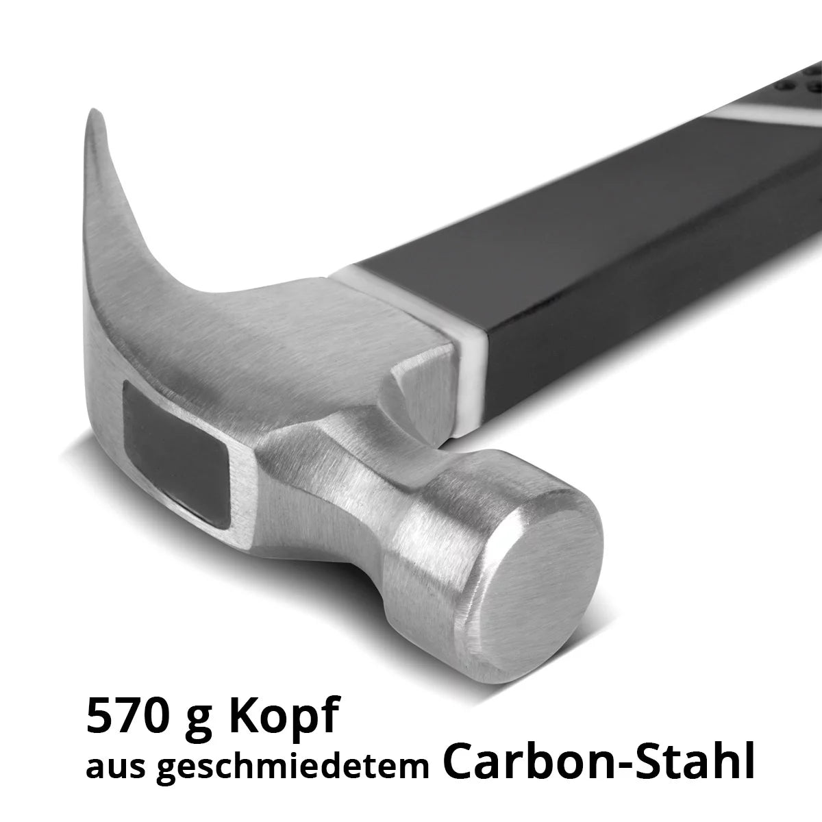 Stahlwerk Klauenhammer 570 G Zimmermannshammer hecho de acero de carbono forjado | Latthammer con mango de fibra de vidrio no deslizante | Techador de martillo | Kalenhammer | Martillo de fibra de vidrio