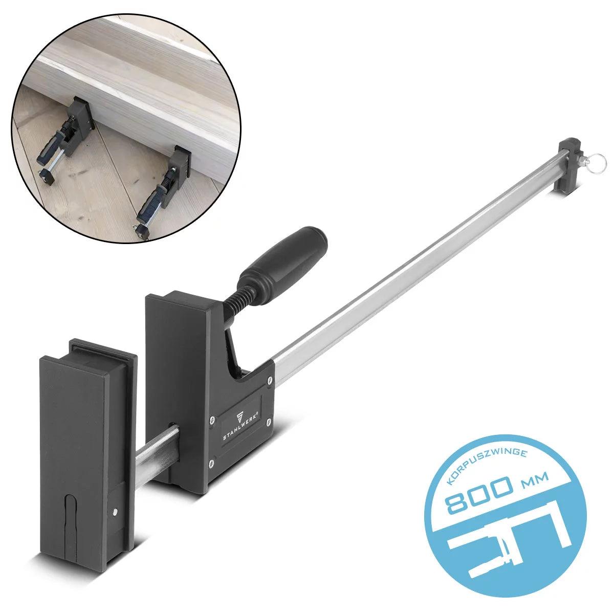 Steelwork Corpus clamps 95x800 mm / 32 "| powerful screw clamp with 650 kg of clamping power | Clamping clamp with large contact surface for fixing workpieces | Stable compound 800 mm, clamping depth 95 mm