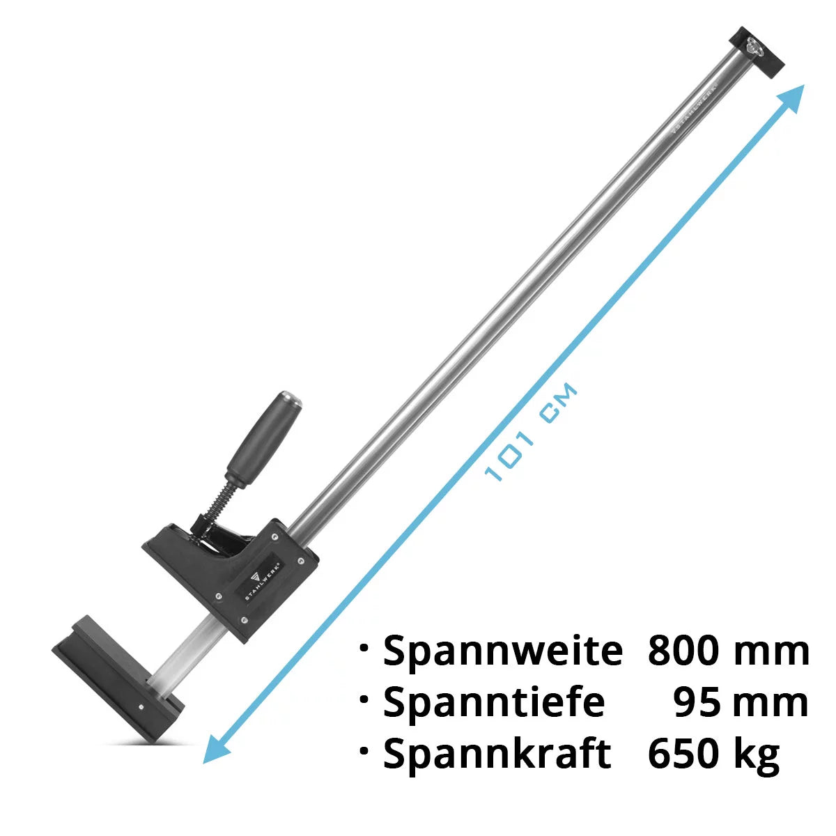 Steelwork Corpus clamps 95x800 mm / 32 "| powerful screw clamp with 650 kg of clamping power | Clamping clamp with large contact surface for fixing workpieces | Stable compound 800 mm, clamping depth 95 mm