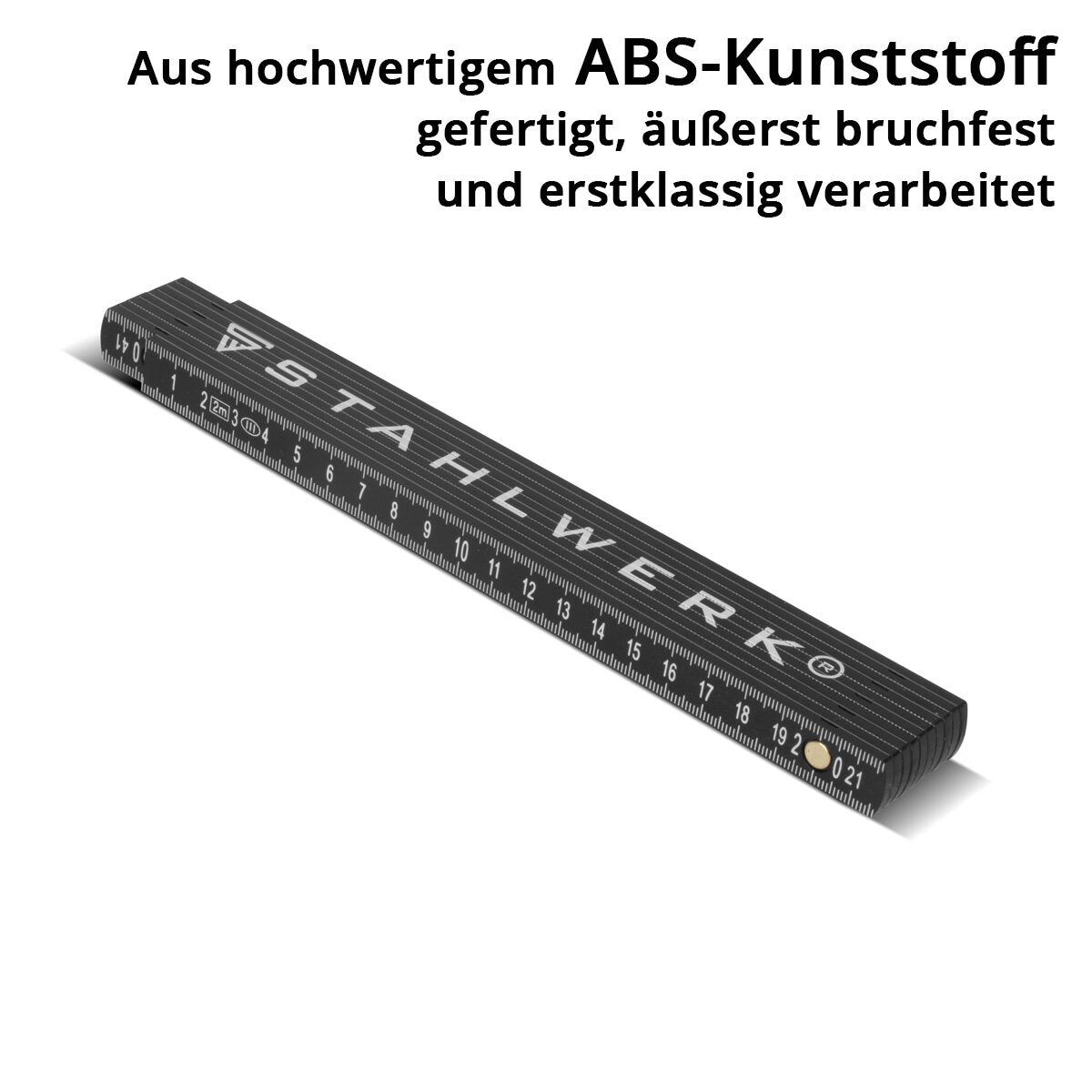 Stahlwerk Zollstock 2 meters of precise plastic structure | Mäntstab | Scale | Tale tape | Meter measure with easy -to -read metric digits