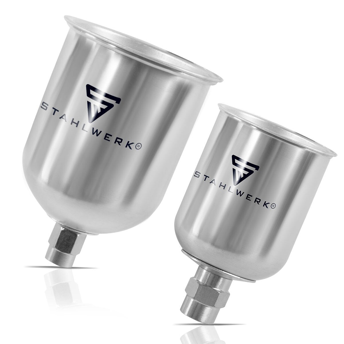 STAHLWERK Alu Lackbecher Set 125 ml / 600ml Farbbecher für Lackierpistole / Spritzpistole / Sprühpistole / Spraypistole