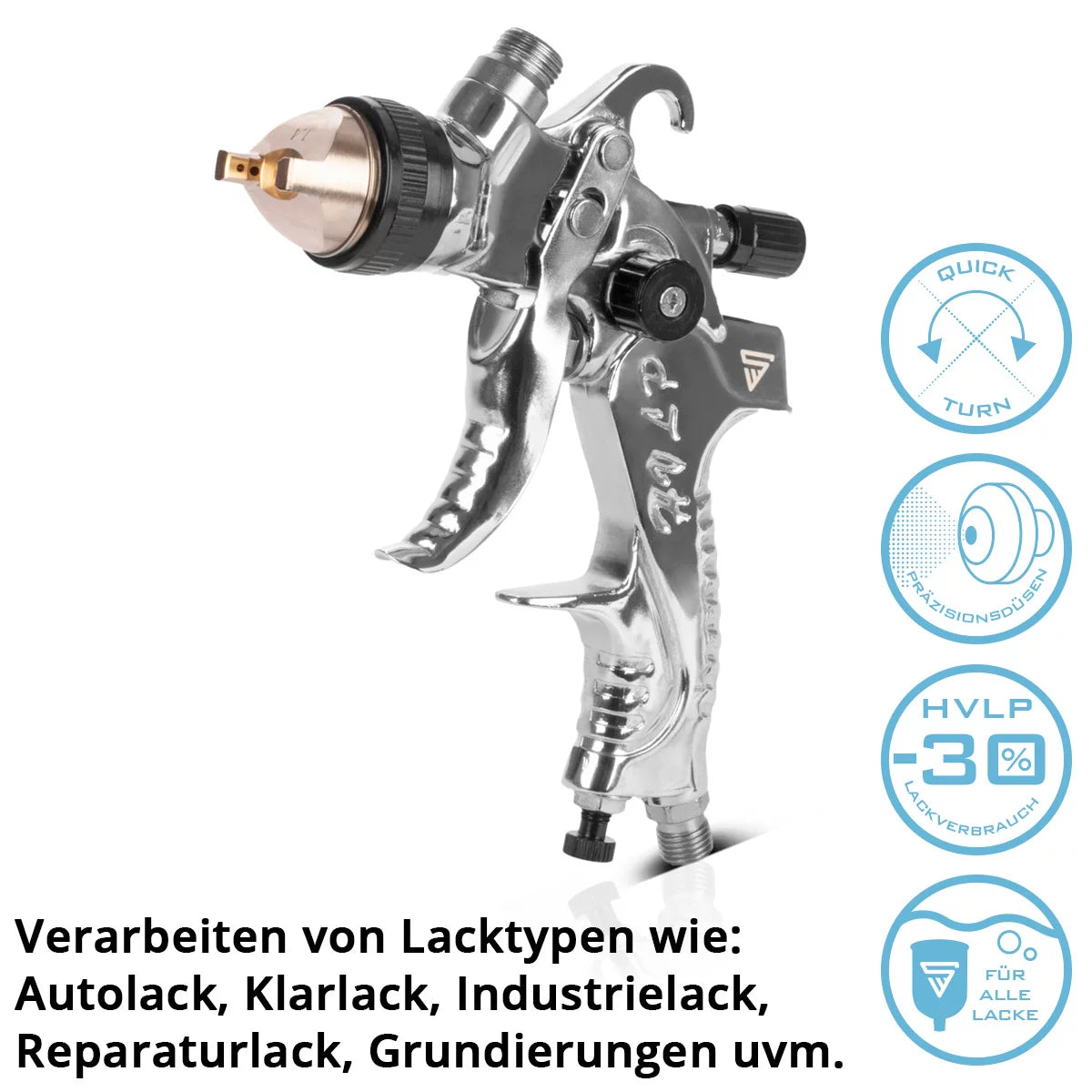 Stahlwerk Hvlp Picking Pistol SG-2550 ST con 1.4 | 1.7 | Set di ugelli da 2,0 mm e 650 ml di coppa di montaggio | Profi Spray Gun | Pistola a spruzzo | Pistola a spruzzo