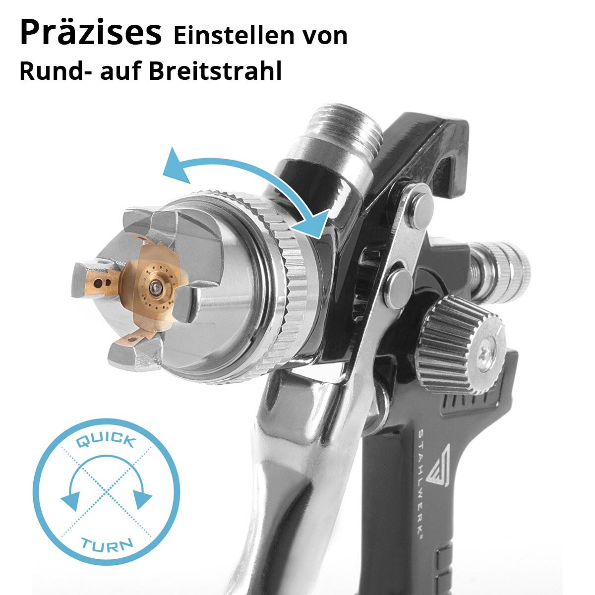 STAHLWERK HVLP Lackierpistole SG-600 ST mit 1,4 mm Düse und 600 ml Fließbecher, Profi Spritzpistole / Sprühpistole / Spraypistole