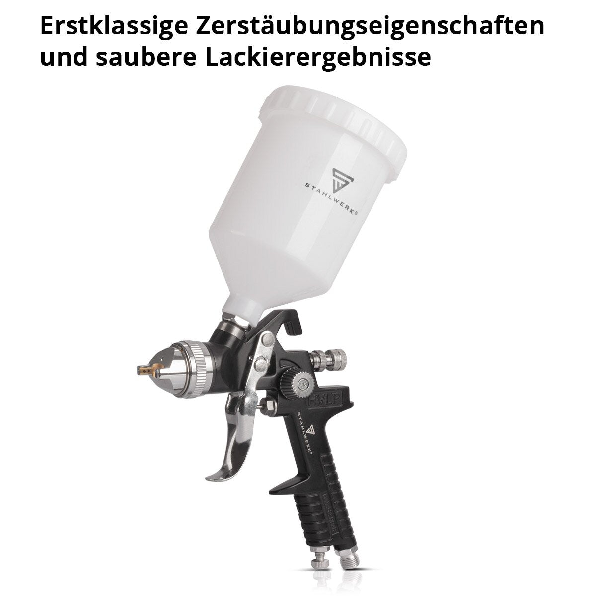 STAHLWERK HVLP Lackierpistole SG-600 ST mit 1,4 mm Düse und 600 ml Fließbecher, Profi Spritzpistole / Sprühpistole / Spraypistole