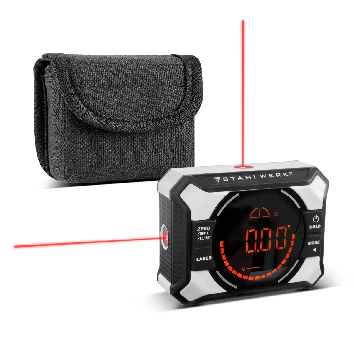 STAHLWERK digital laser angle measuring device DAG-360 ST | Digital protractor and spirit level with cross line laser Level Box | Level indicator | Magnetic attachment | Li-ion battery | USB-C charging port