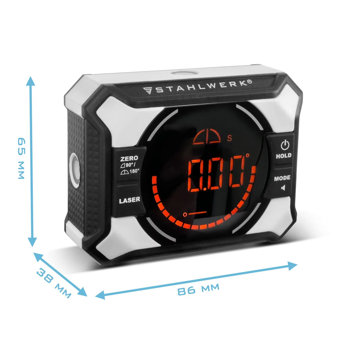 STAHLWERK digital laser angle measuring device DAG-360 ST | Digital protractor and spirit level with cross line laser Level Box | Level indicator | Magnetic attachment | Li-ion battery | USB-C charging port