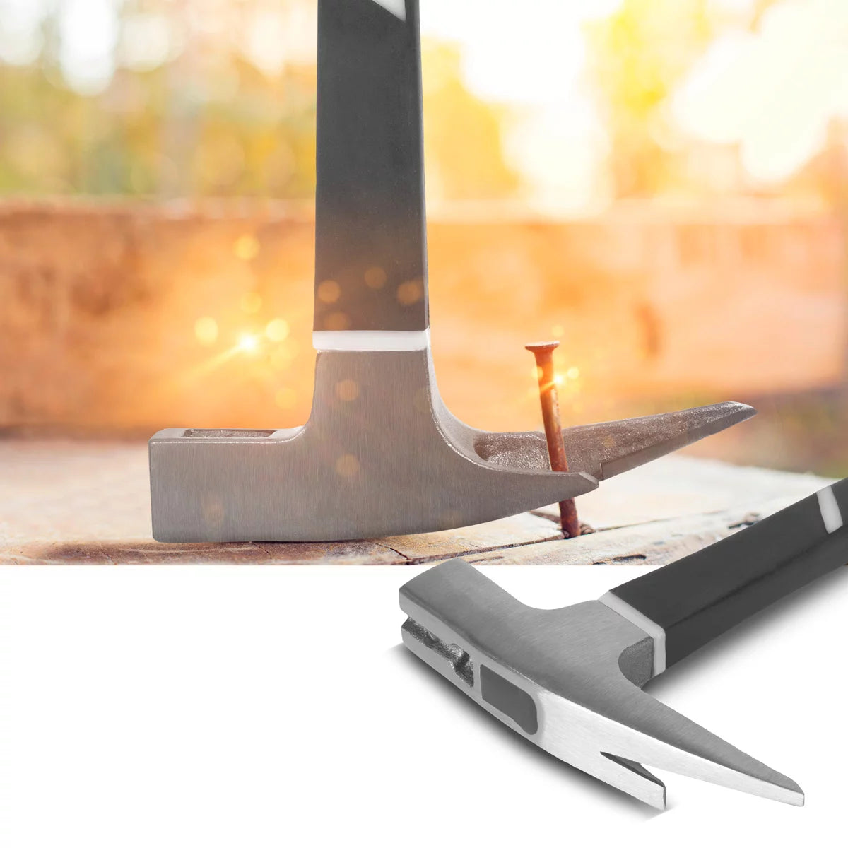 Steelworks Latthammer fatto in acciaio a carbonio forgiato | Hammer robusto artiglio con manico in fibra di vetro non slip | Zimmermannshammer | Martello roofer | Martello in fibra di vetro