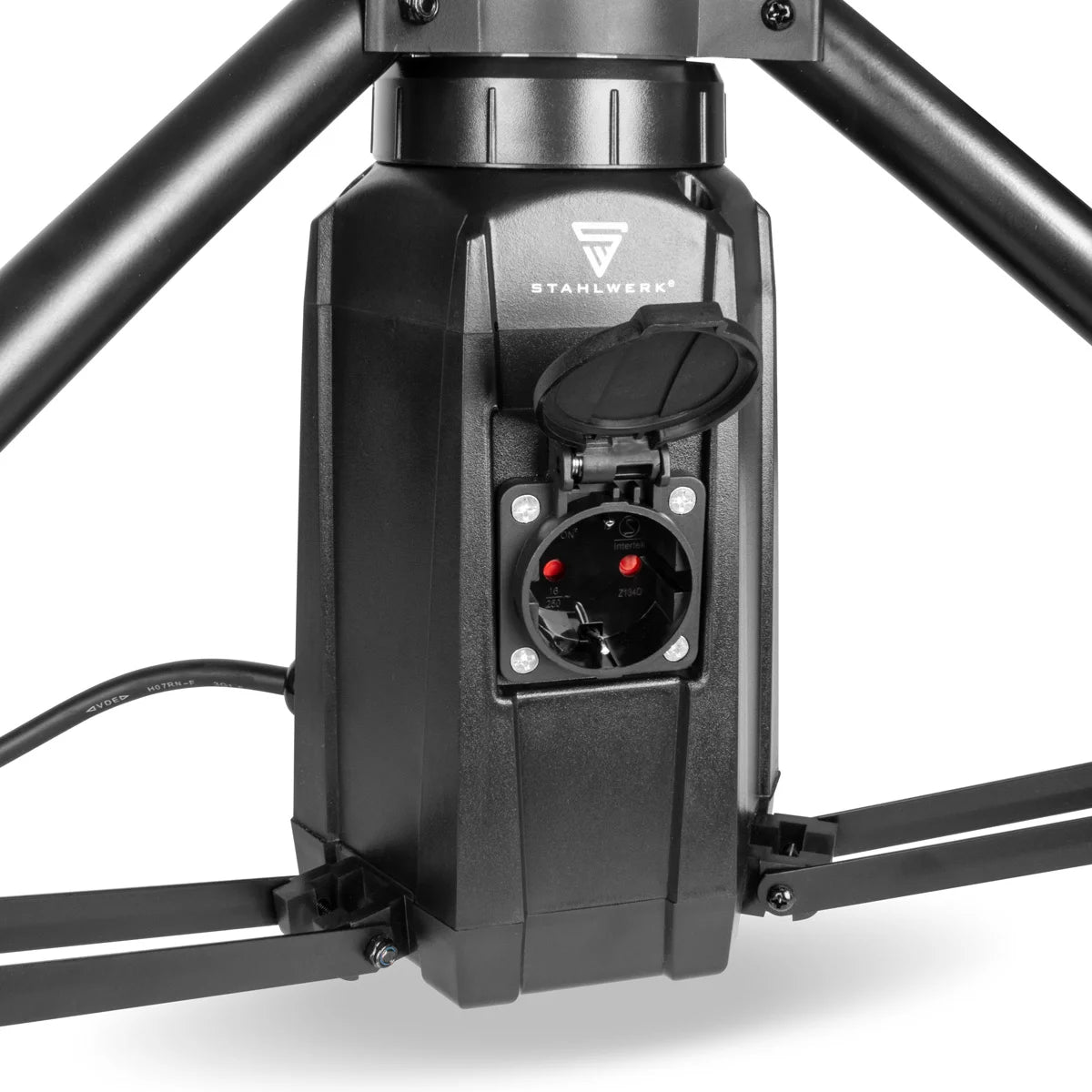 STAHLWERK Projecteur de chantier à LED 360° TBS-100 ST | 100 watts | 7 500 lumens | Couleur lumière du jour 5 000 K | IP44 | Prise supplémentaire 230 V | Lampe de travail LED robuste