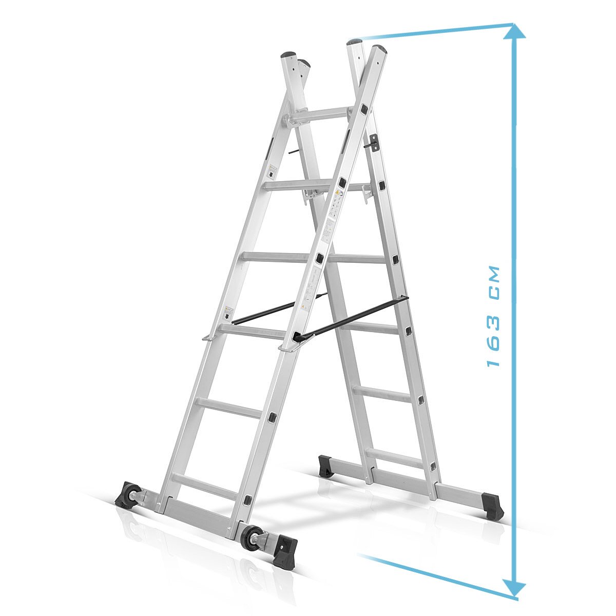 STAHLWERK Leitergerüst LG-270 ST 150 kg Tragkraft, 3 in 1 Mehrzweckleiter / Aluminium Klappleiter / Arbeitsgerüst / Arbeitsplattform / Gerüst mit rutschfesten Sprossen inklusive 7 Jahre Hersteller-Garantie