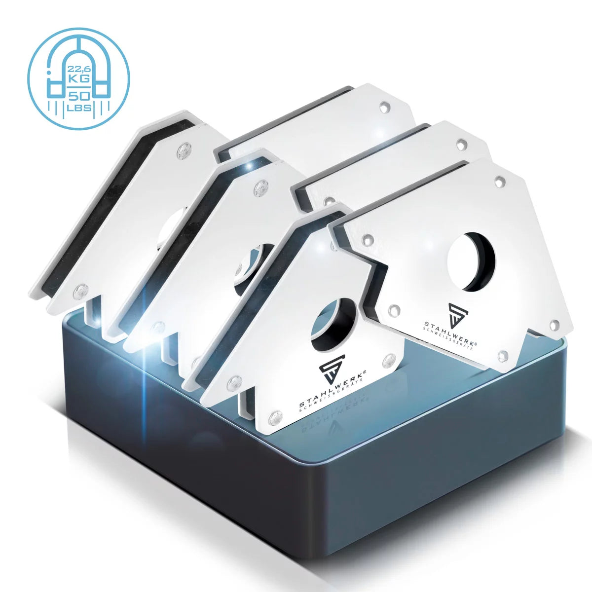 Steelwork 6 x magnetic wewers angle 45 ° x 90 ° x 135 °, 22.6 kg / 50 lbs 6er set
