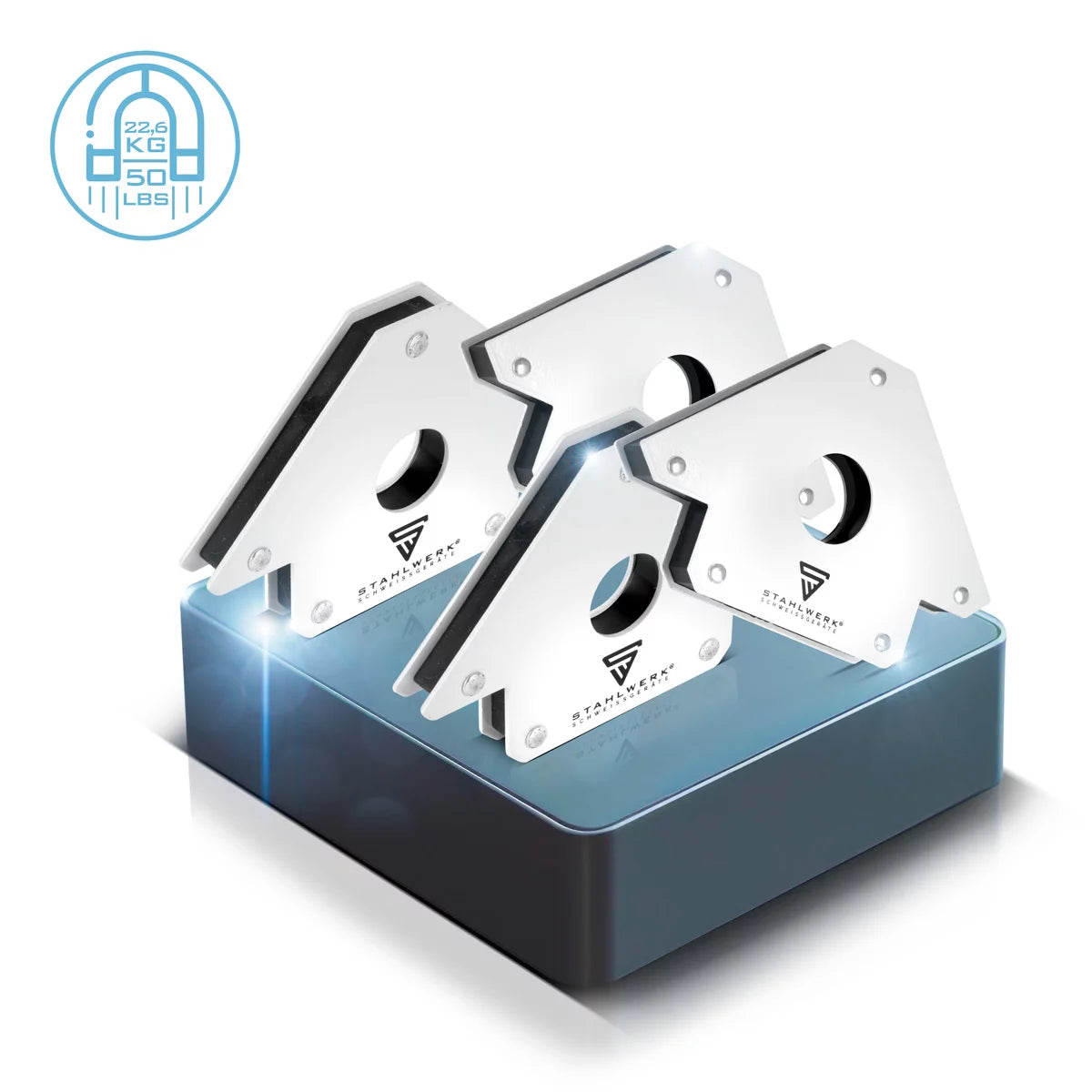 Steelworks 4 x magnetic wewers angle 45 ° x 90 ° x 135 °, 22.6 kg / 50 lbs 4er set